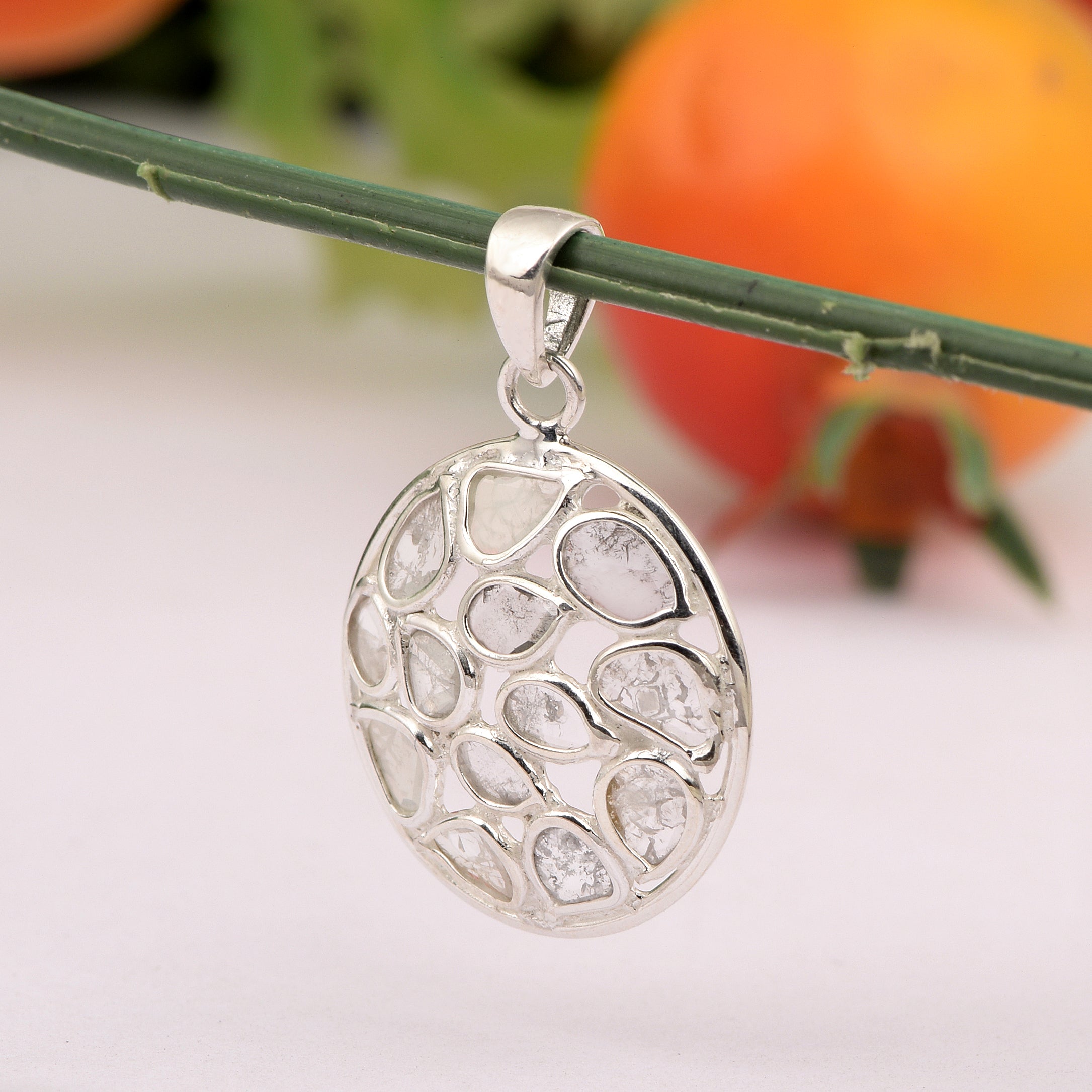 0.50 CTW Diamond Polki Round Pendant