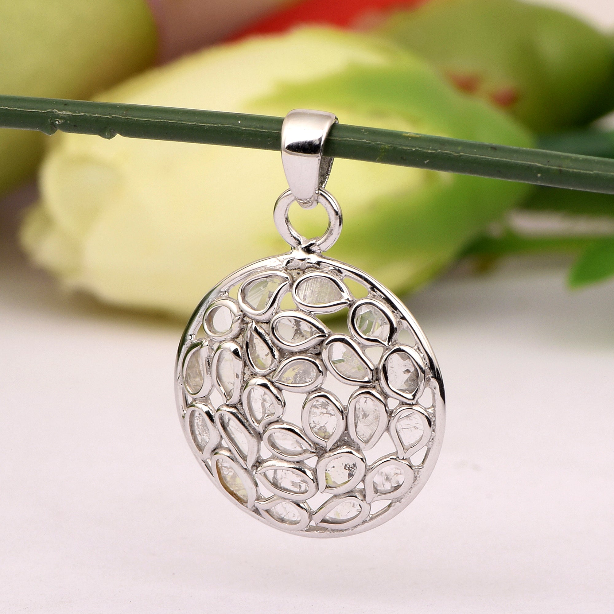 1.00 CTW Diamond Polki Round Pendant