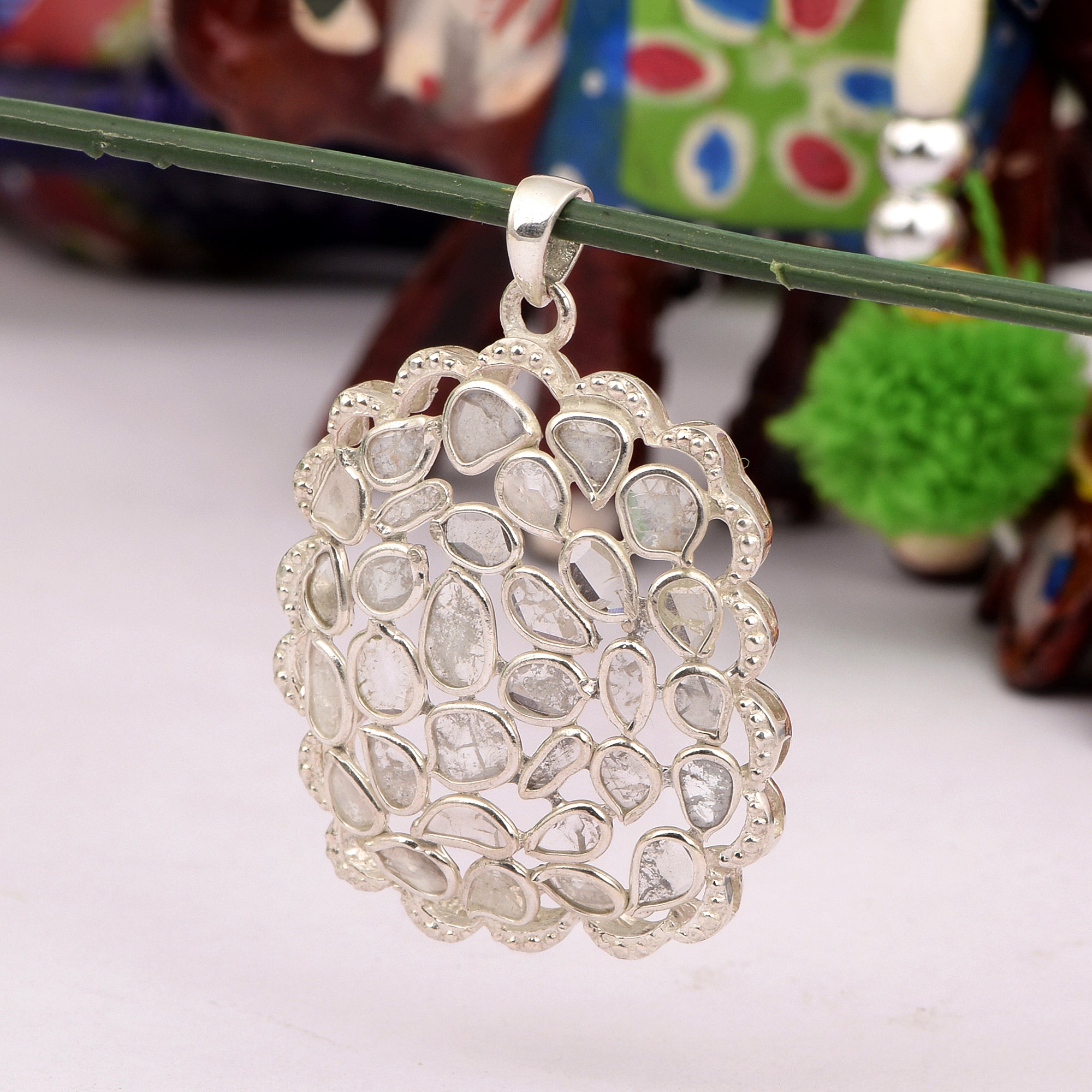 2.50 CTW Diamond Polki Cluster Pendant