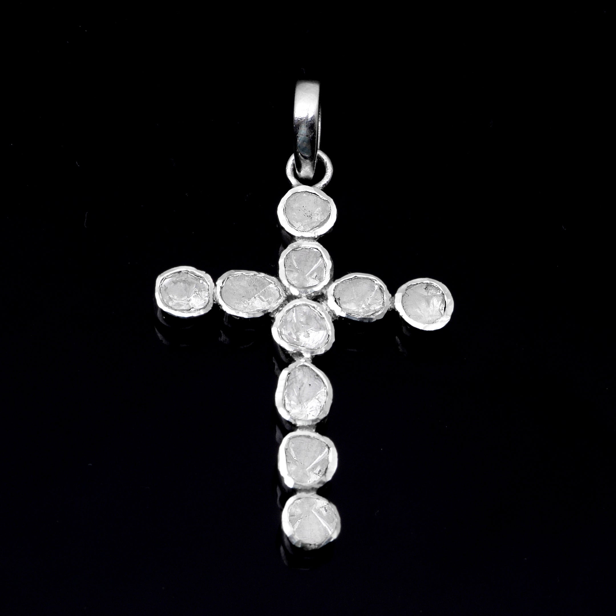 1.40 CTW Diamond Polki Cross Pendant