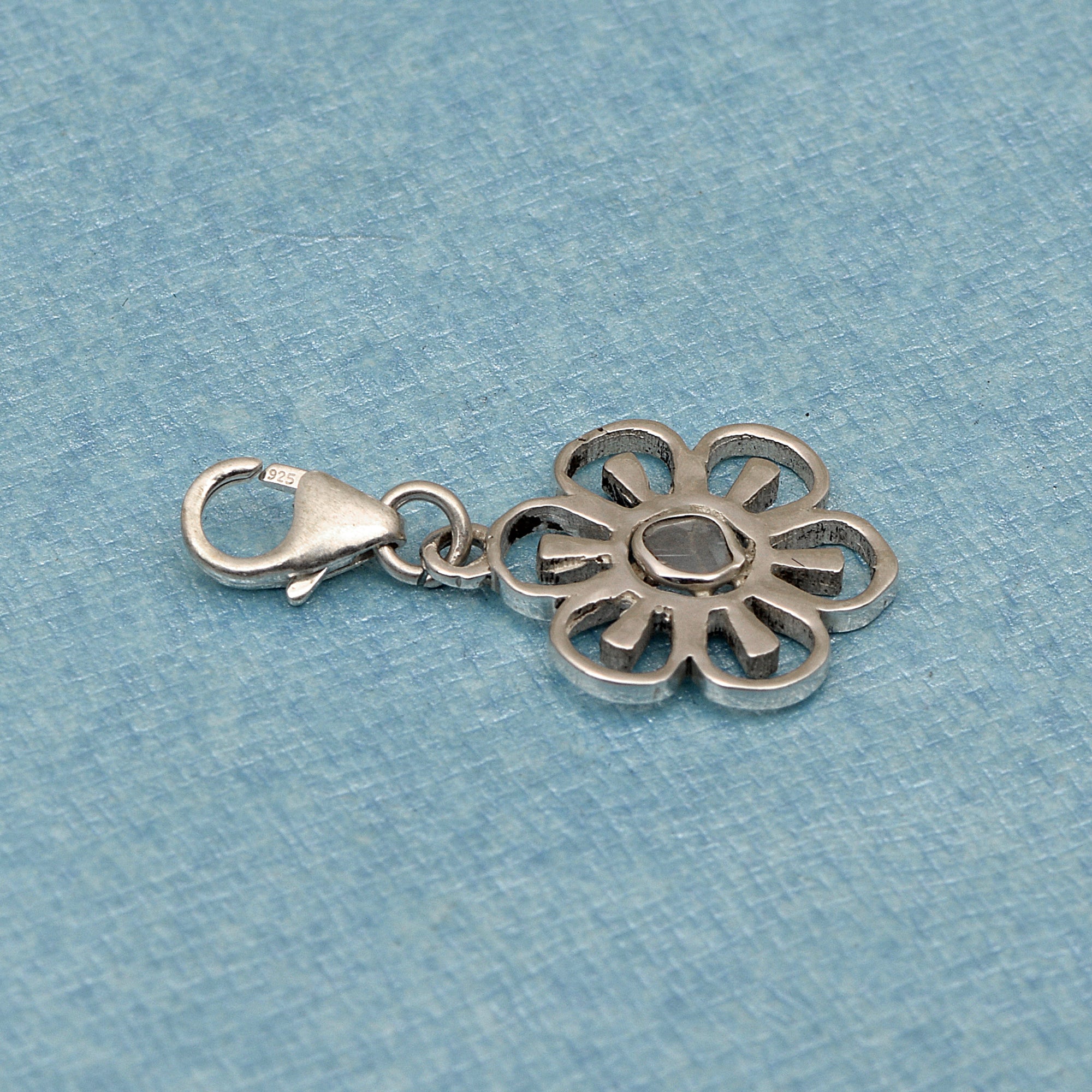 0.10 CTW Diamond Polki Floral Charm Pendant