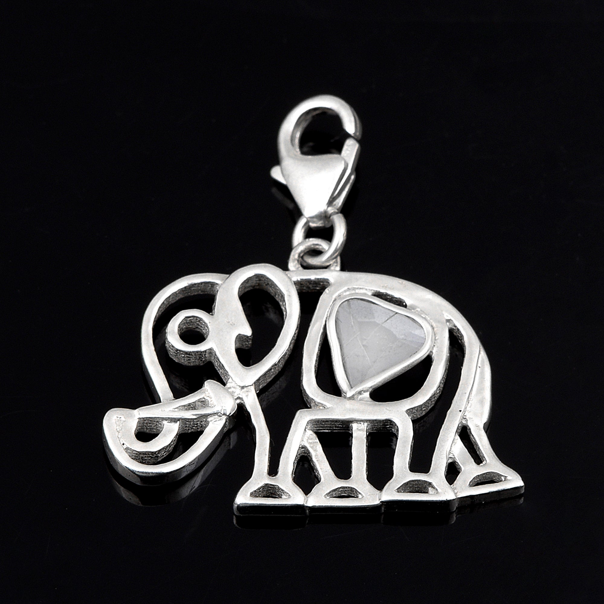 0.15 CTW Diamond Polki Elephant Charm Pendant