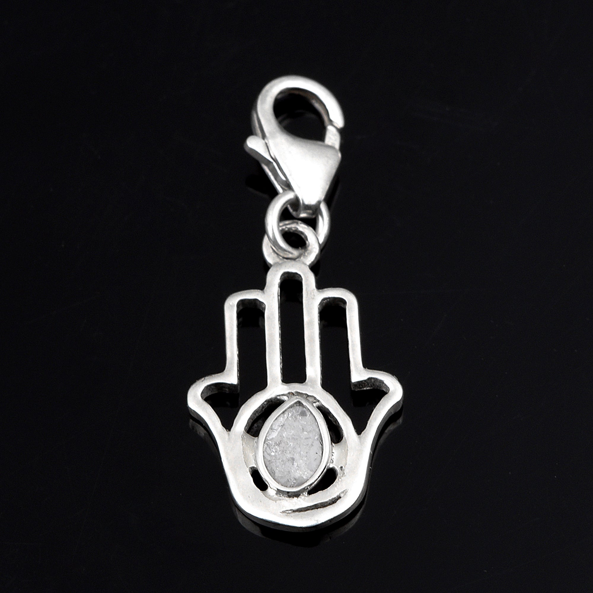 0.15 CTW Diamond Polki Hamsa Charm Pendant
