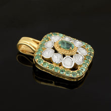 Load image into Gallery viewer, 0.50 CTW Diamond Polki Emerald Square Pendant
