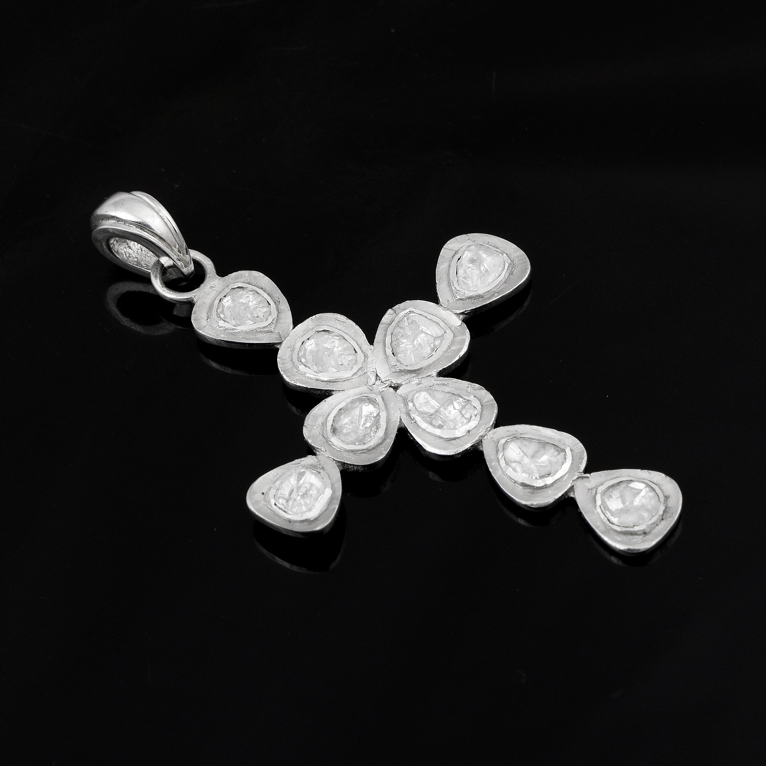 1.25 CTW Diamond Polki Cross Pendant
