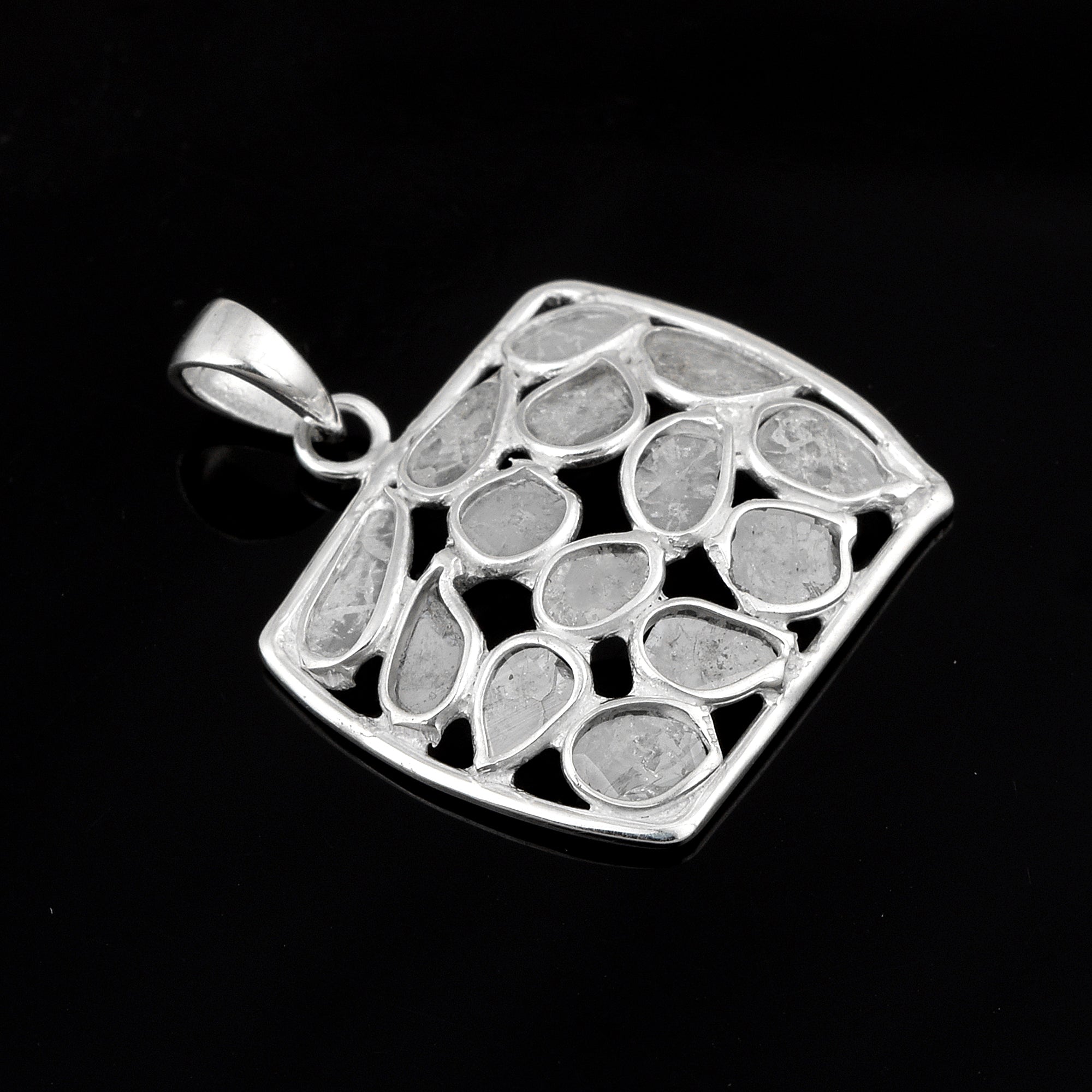 1.0 CTW Diamond Polki Rectangle Pendant