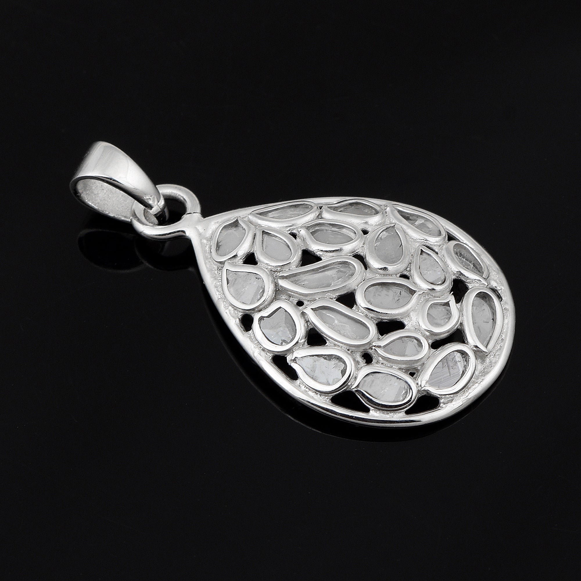 1.00 CTW Diamond Polki Tear Drop Pendant