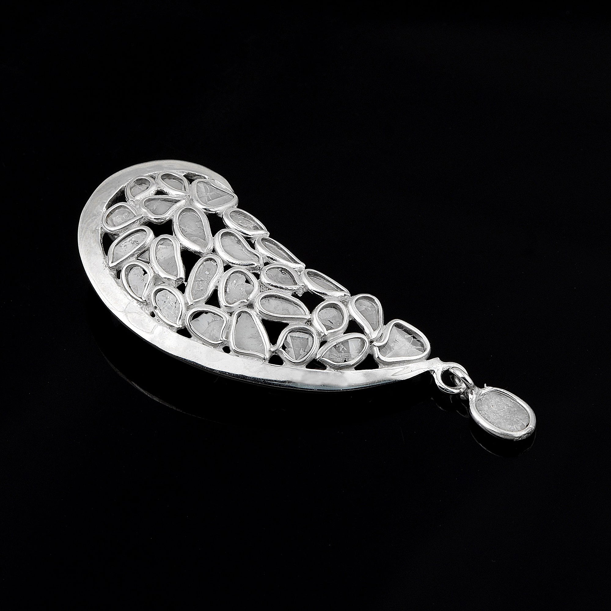 1.50 CTW Diamond Polki Half Heart Pendant