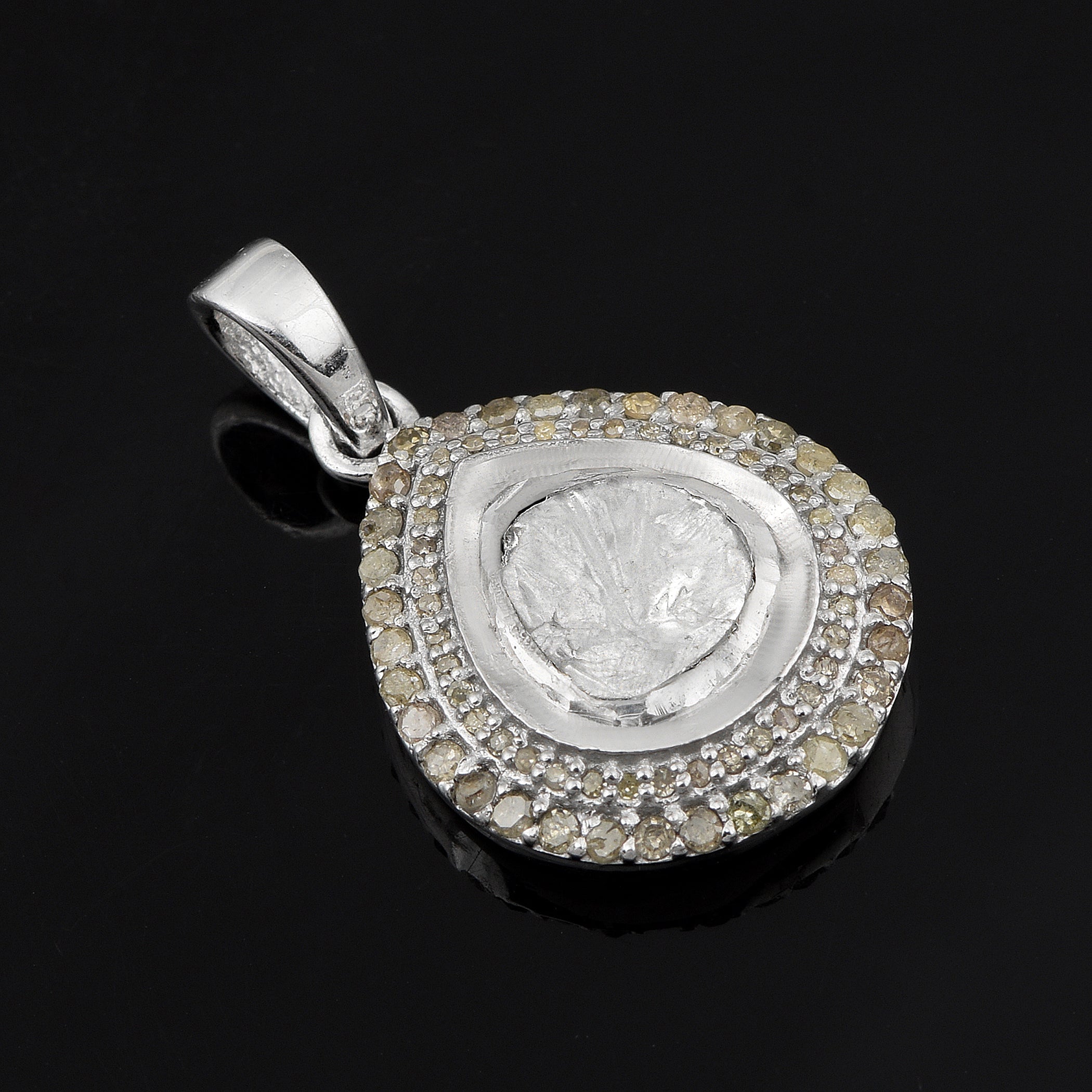 0.50 CTW Diamond Polki Pear Pendant