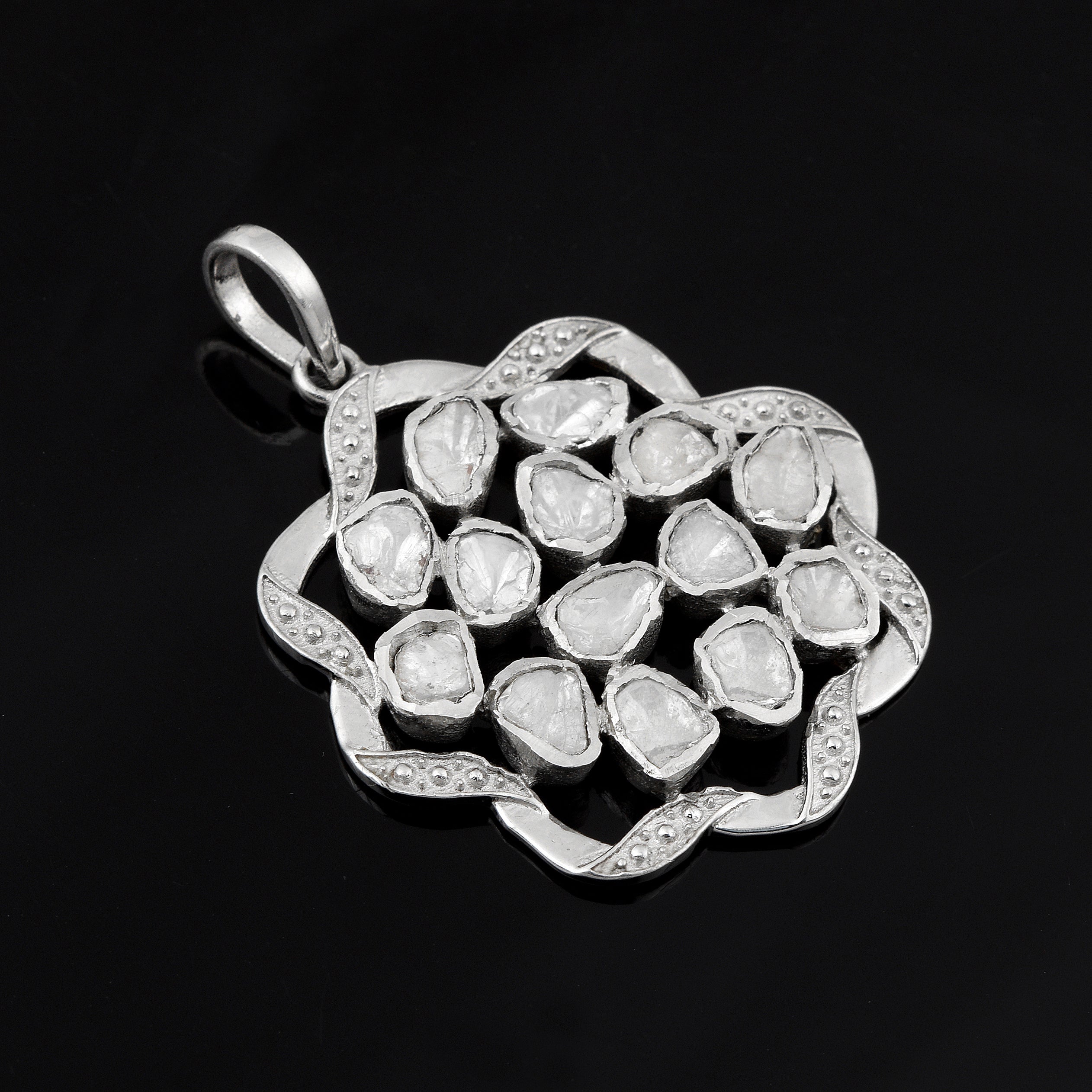 1.50 CTW Diamond Polki Cluster Pendant