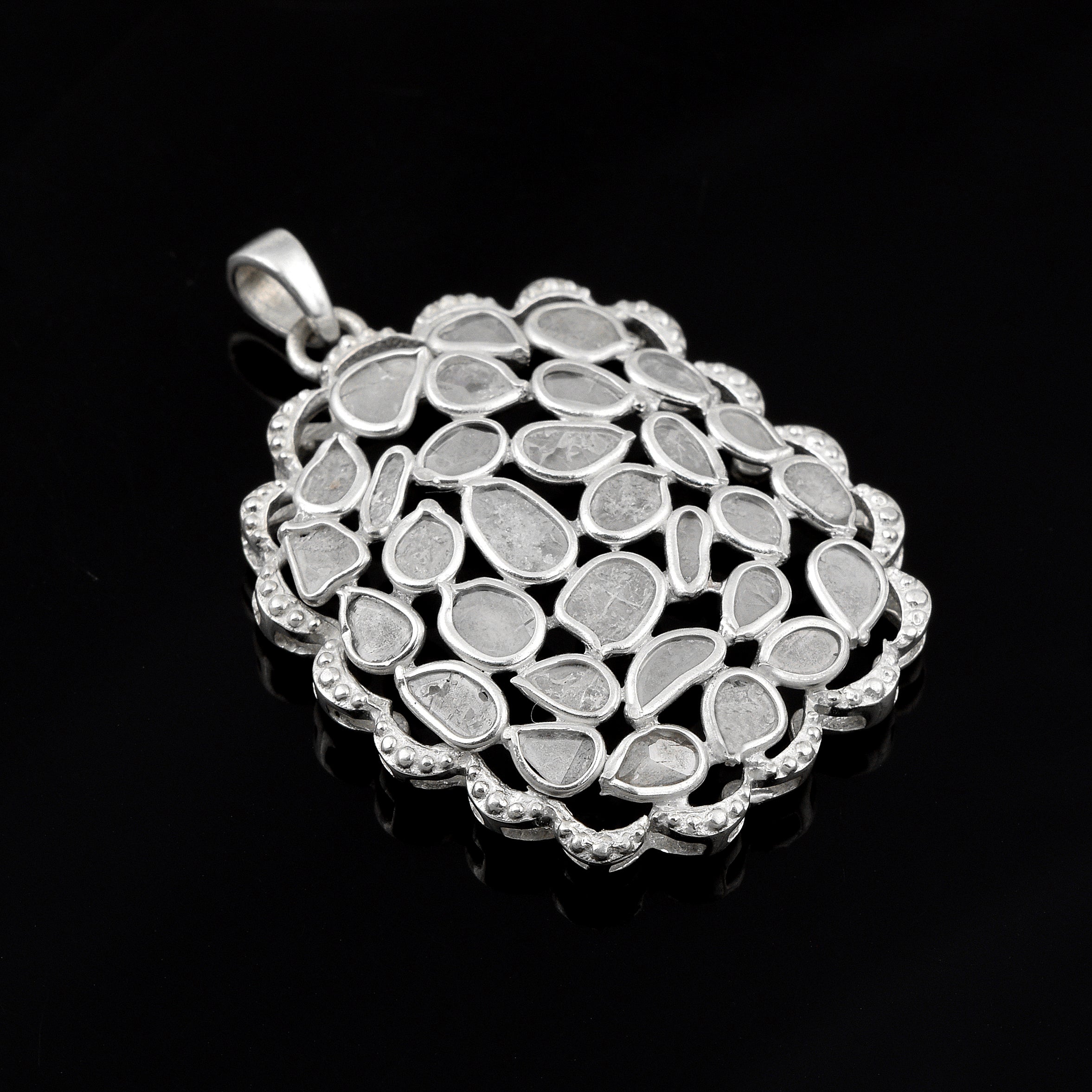 2.50 CTW Diamond Polki Cluster Pendant