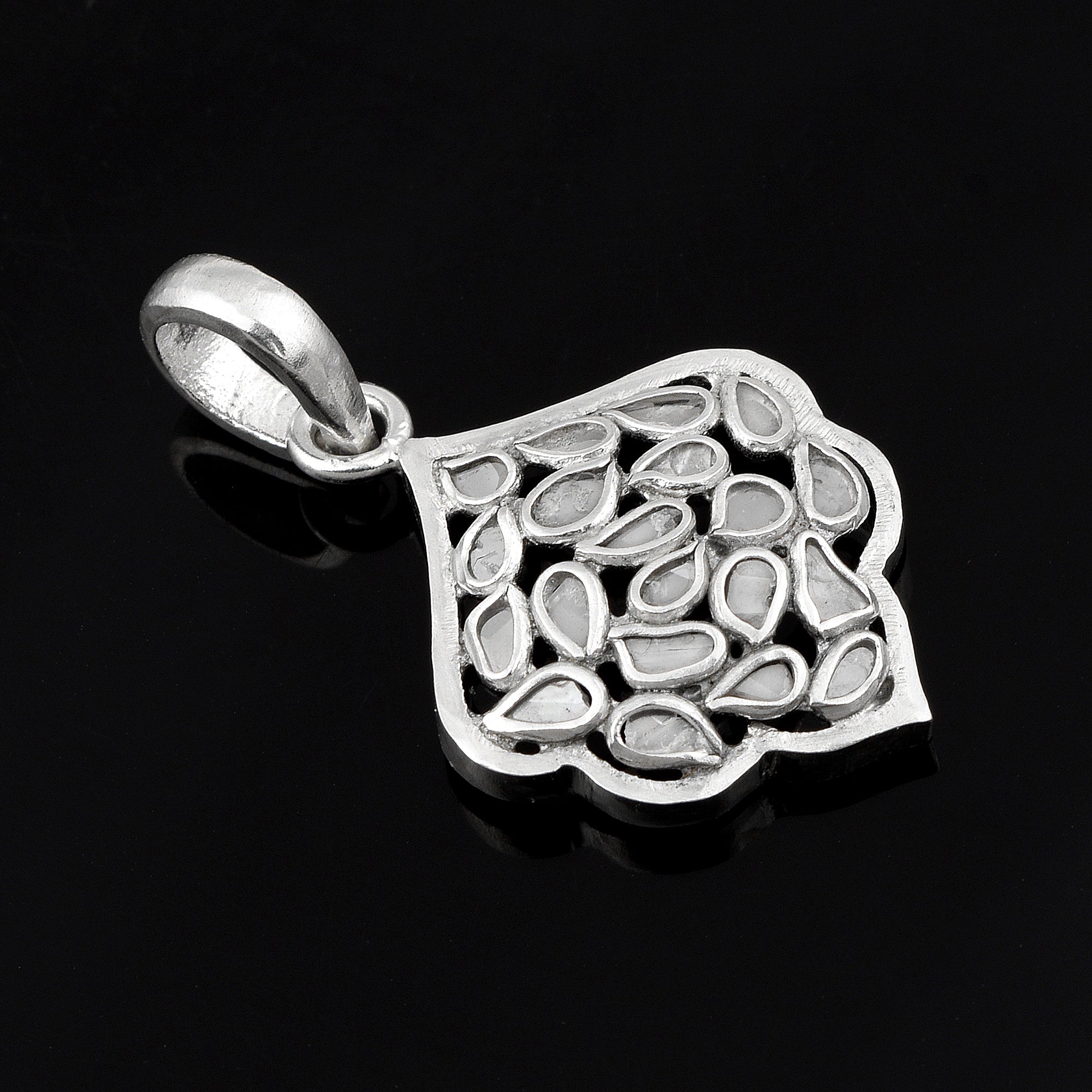 0.50 CTW Diamond Polki Leaf Pendant