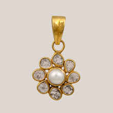 Load image into Gallery viewer, 0.50 CTW Diamond Polki Pearl Floral Pendant

