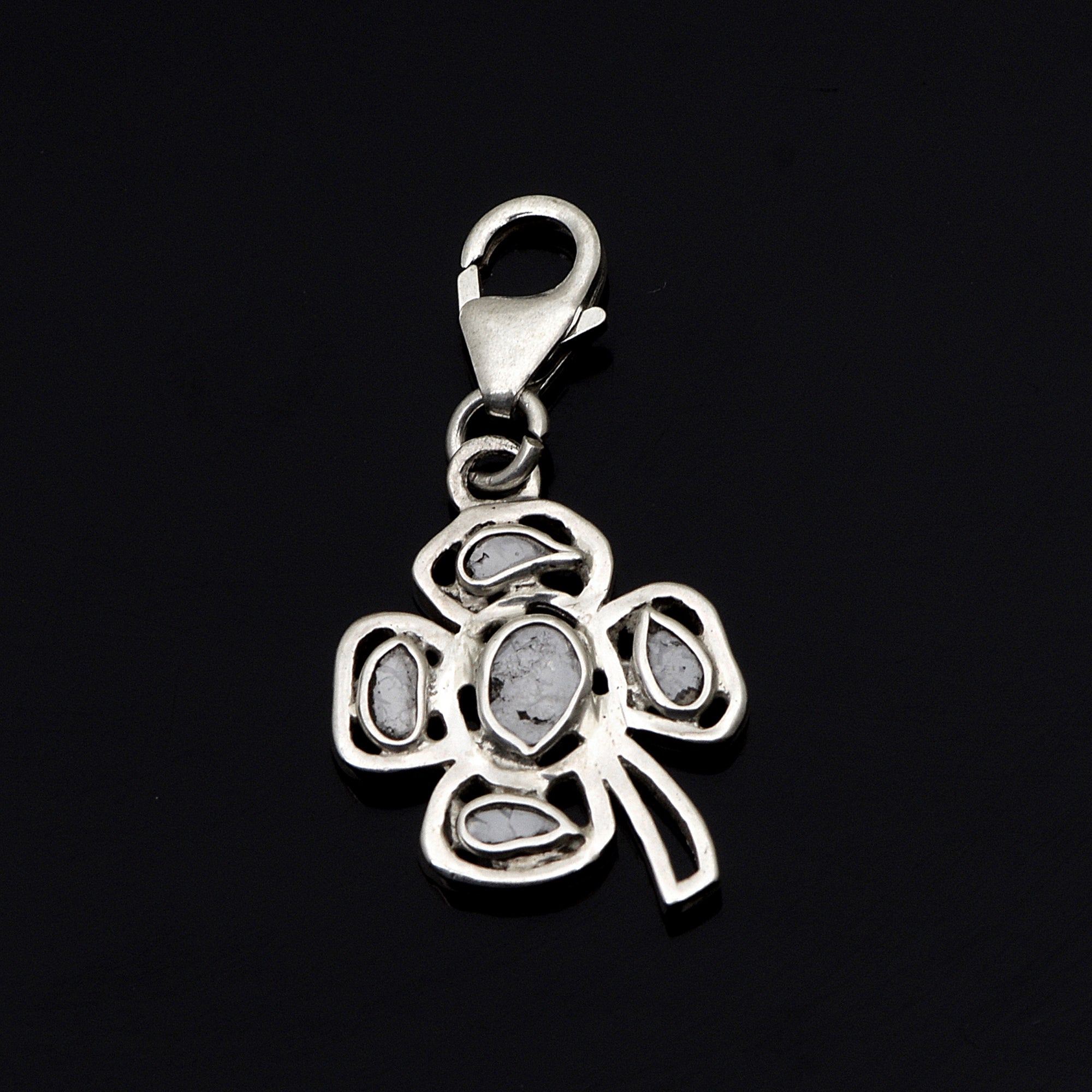 0.15 CTW Diamond Polki Tiny Flower Charm Pendant