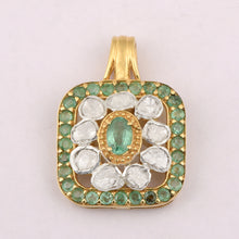 Load image into Gallery viewer, 0.50 CTW Diamond Polki Emerald Square Pendant
