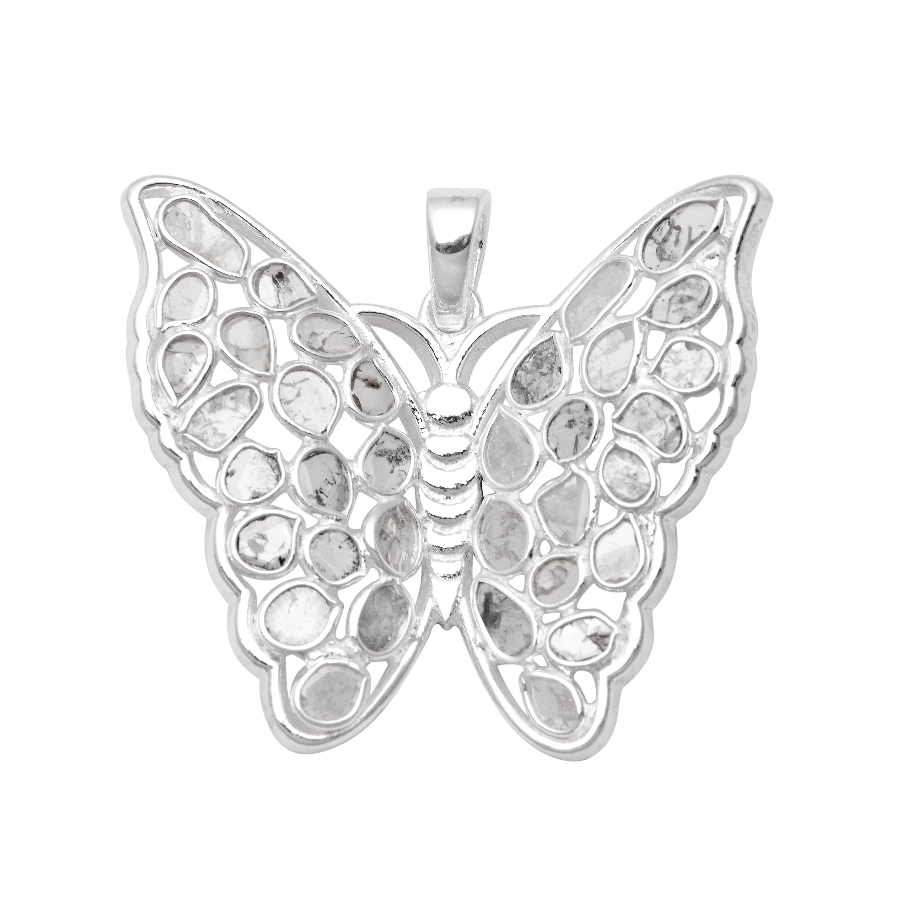 1.50 CTW Diamond Polki Butterfly Pendant