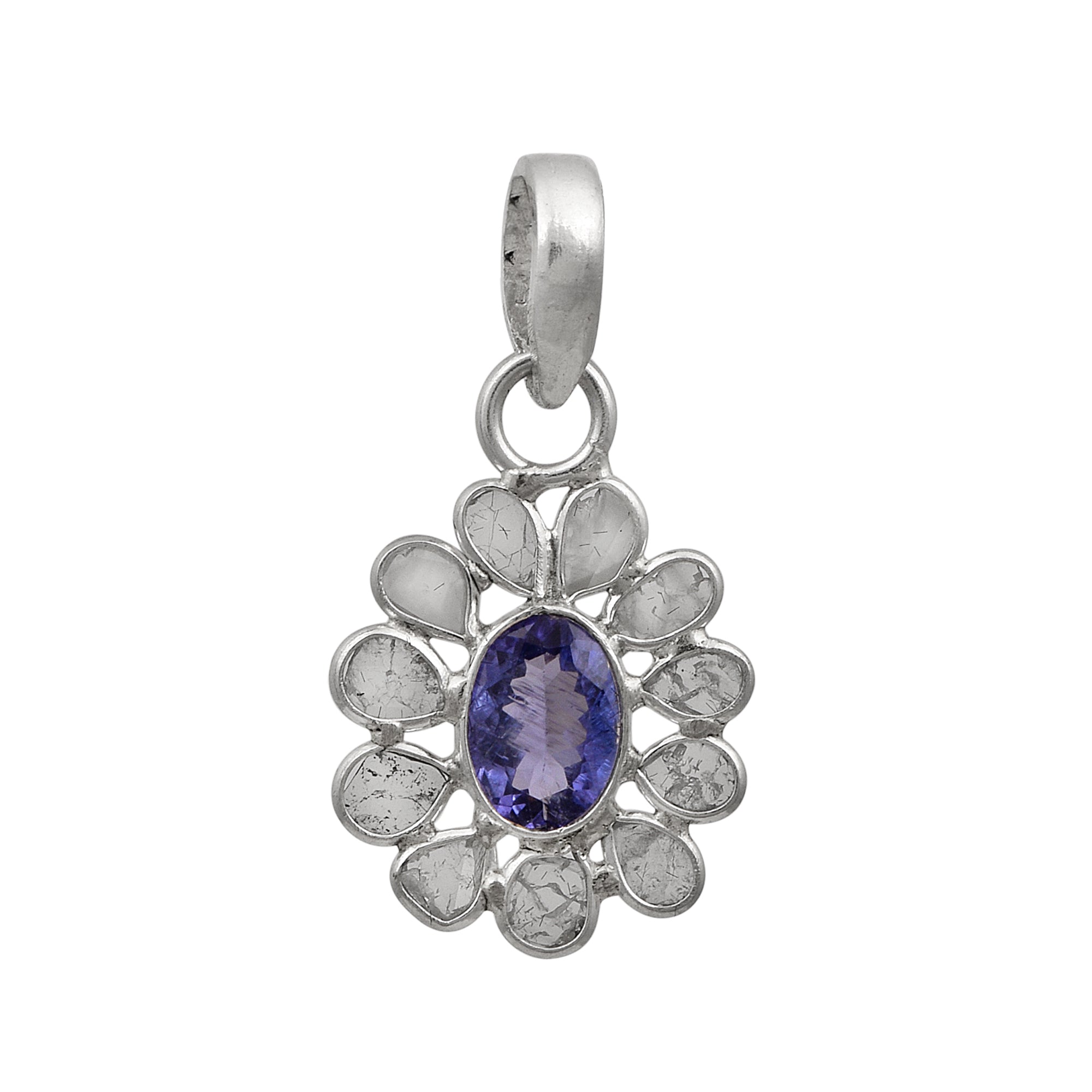0.50 CTW Diamond Polki Tanzanite Pendant
