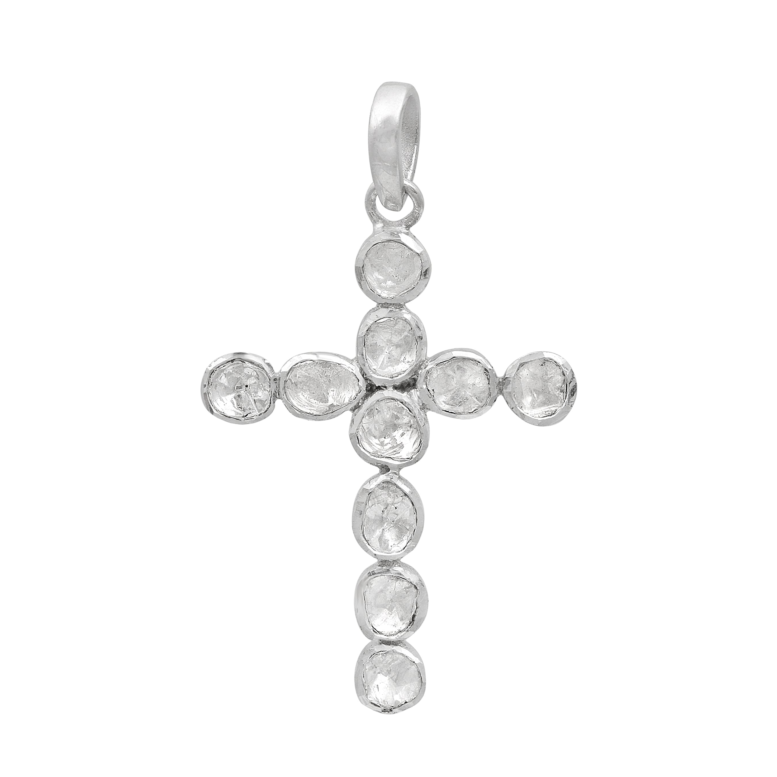 1.40 CTW Diamond Polki Cross Pendant