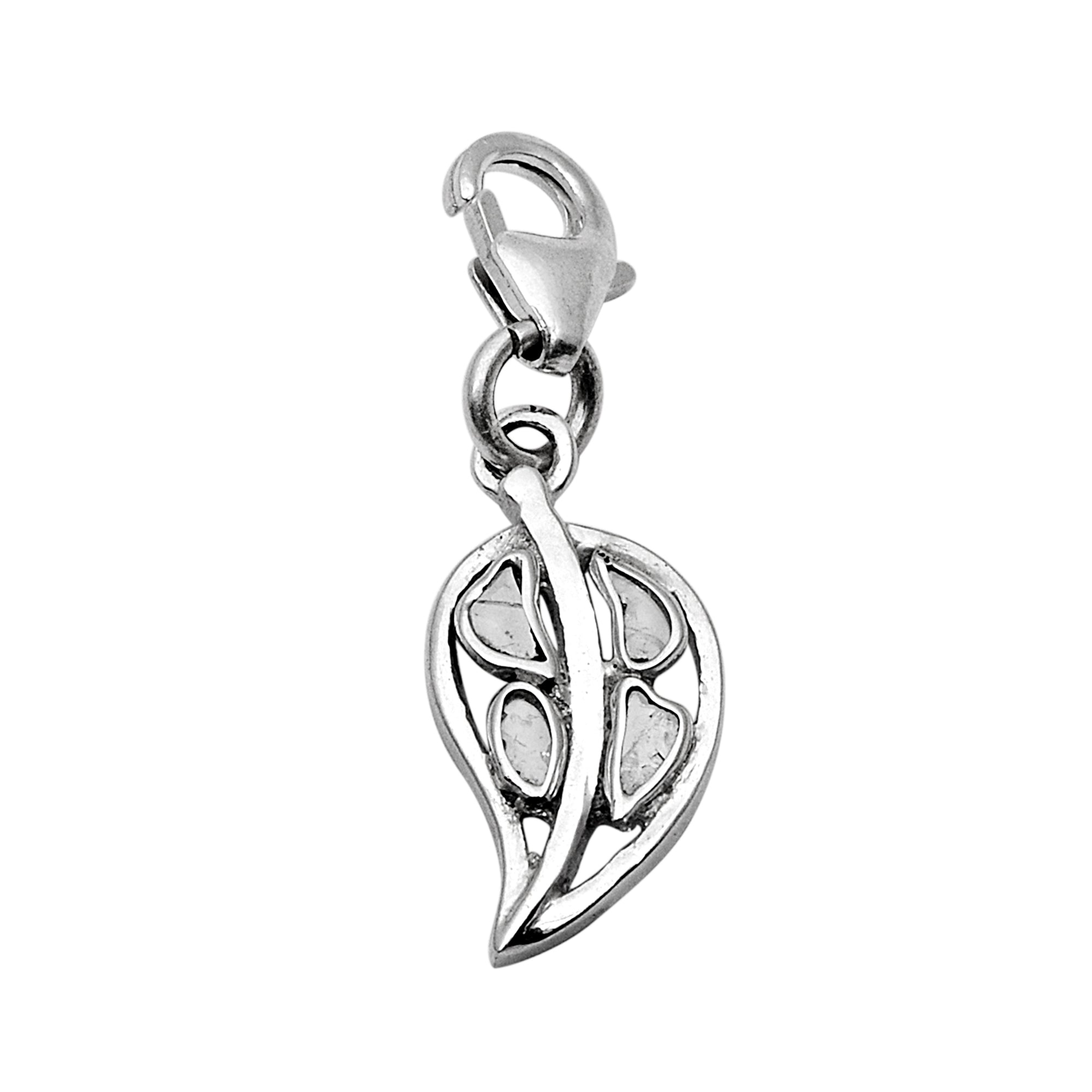 0.10 CTW Diamond Polki Leaf Charm Pendant