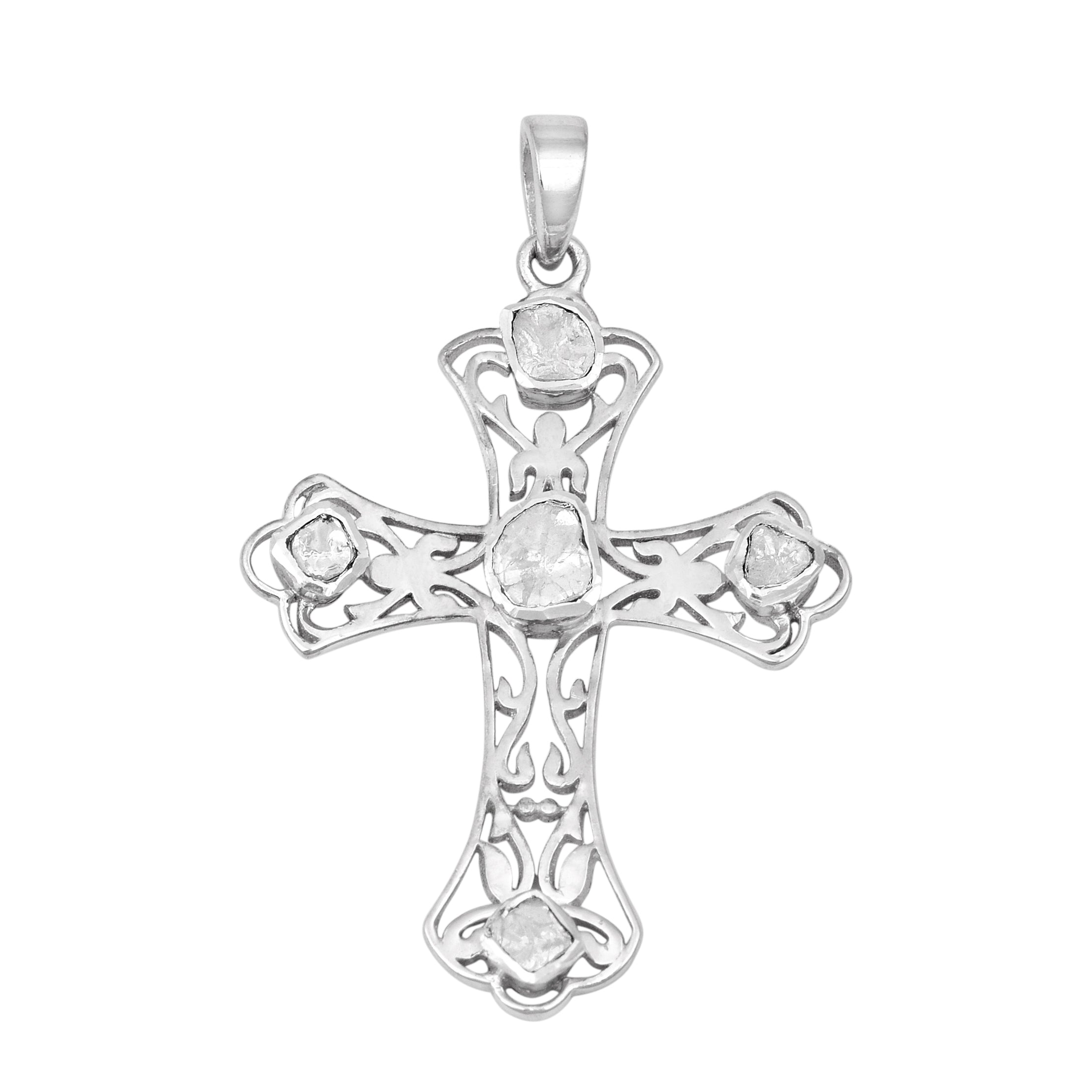 0.50 CTW Diamond Polki Cross Pendant