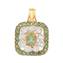 Load image into Gallery viewer, 0.50 CTW Diamond Polki Emerald Square Pendant
