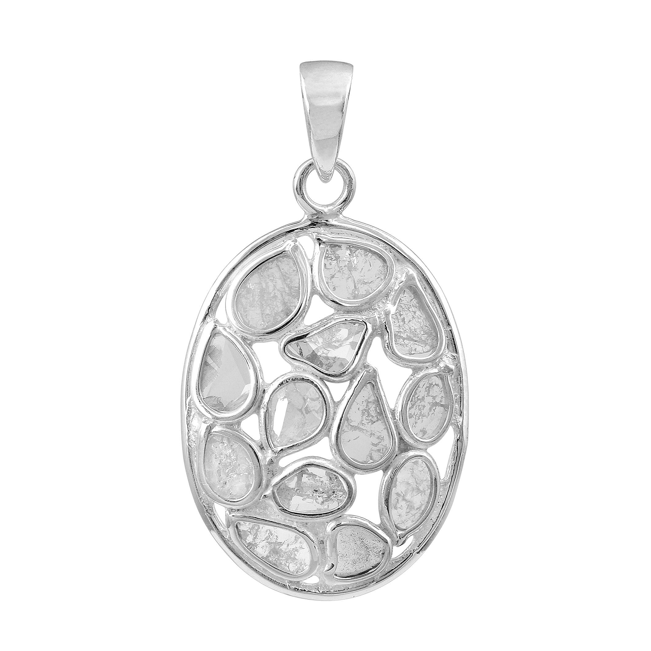 0.50 CTW Diamond Polki Oval Shape Pendant