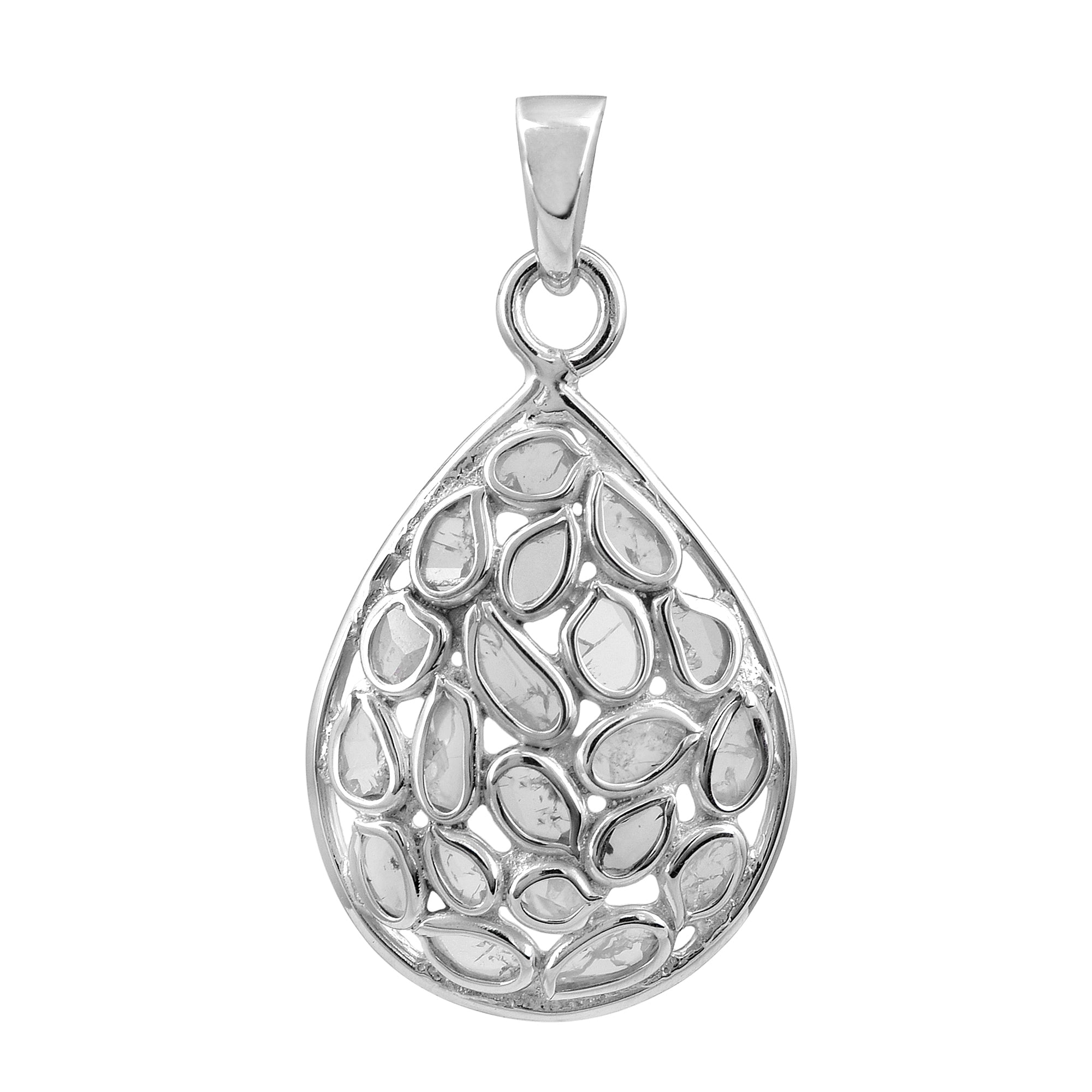1.00 CTW Diamond Polki Tear Drop Pendant
