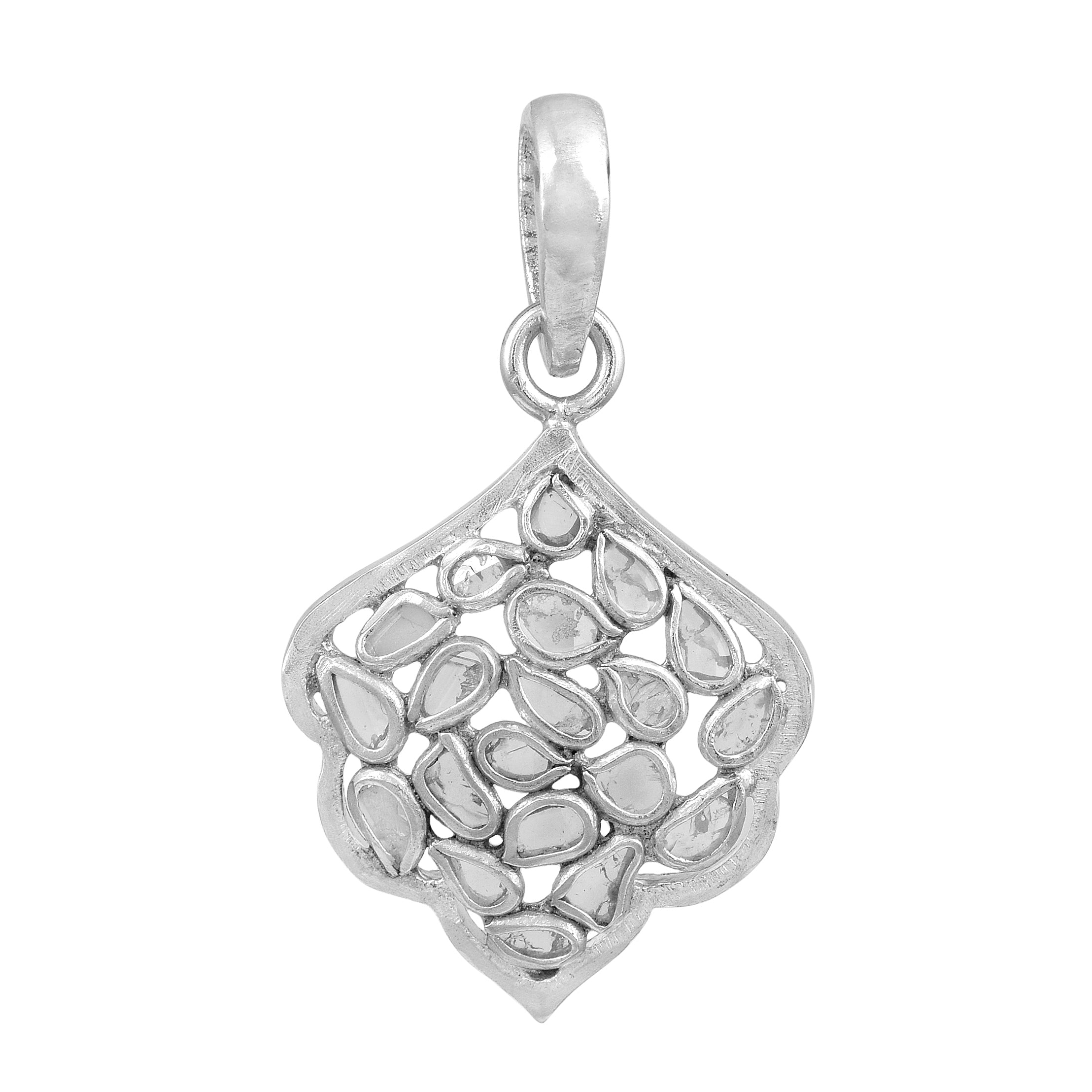 0.50 CTW Diamond Polki Leaf Pendant