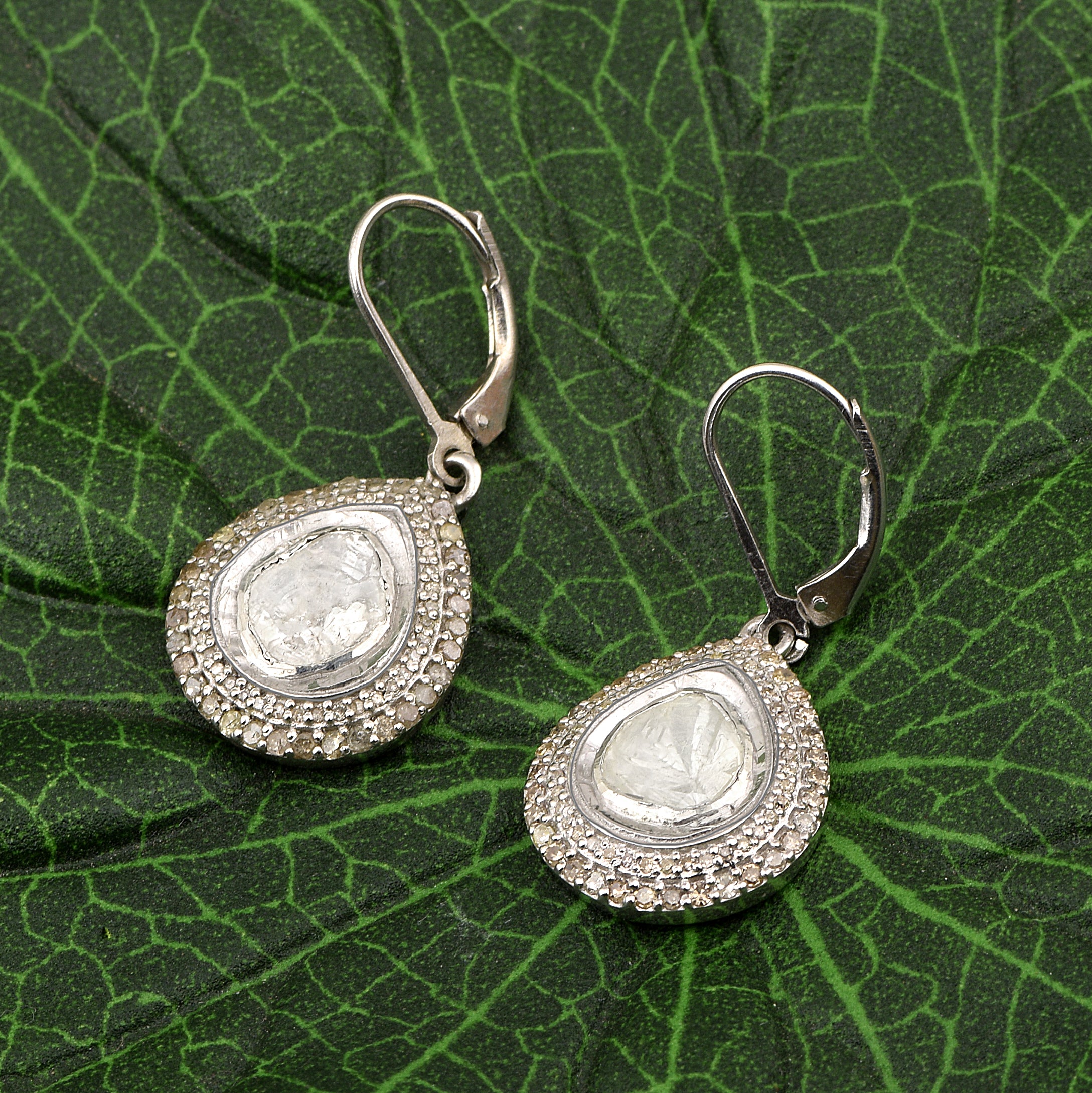 1.90 CTW Diamond Polki Teardrop Pendant Set