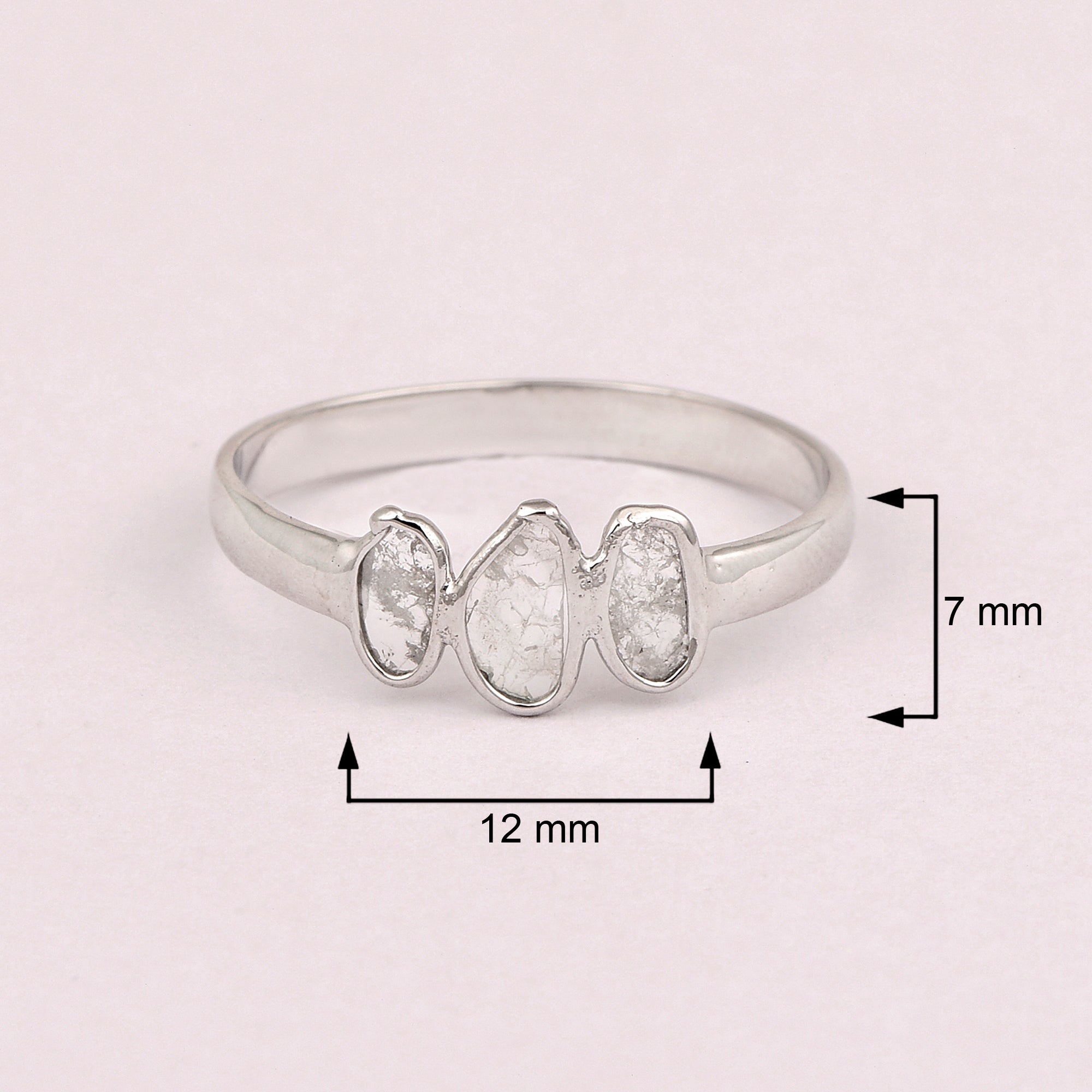 0.35 CTW Natural Diamond Polki Three Stone Minimal Ring