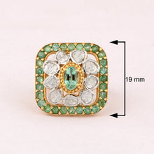 Load image into Gallery viewer, 0.50 CTW Natural Diamond Polki Emerald Cocktail Ring
