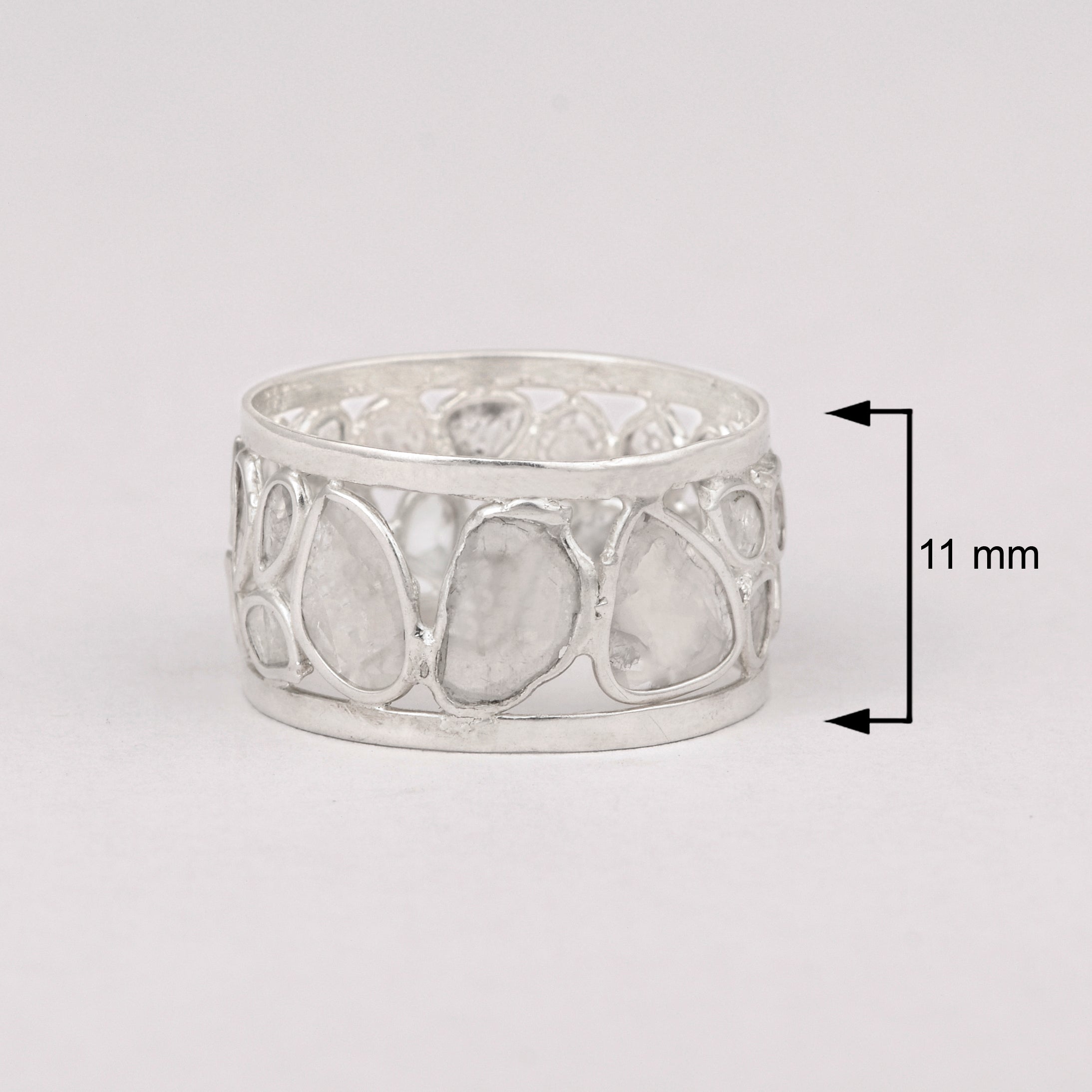 1.60 CTW Natural Diamond Polki Eternity Ring 925 Sterling Silver