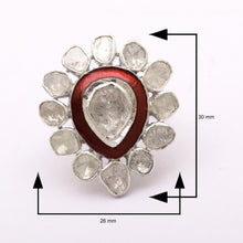 Load image into Gallery viewer, 1.75 CTW Diamond Polki Red Enamel Solitaire Ring

