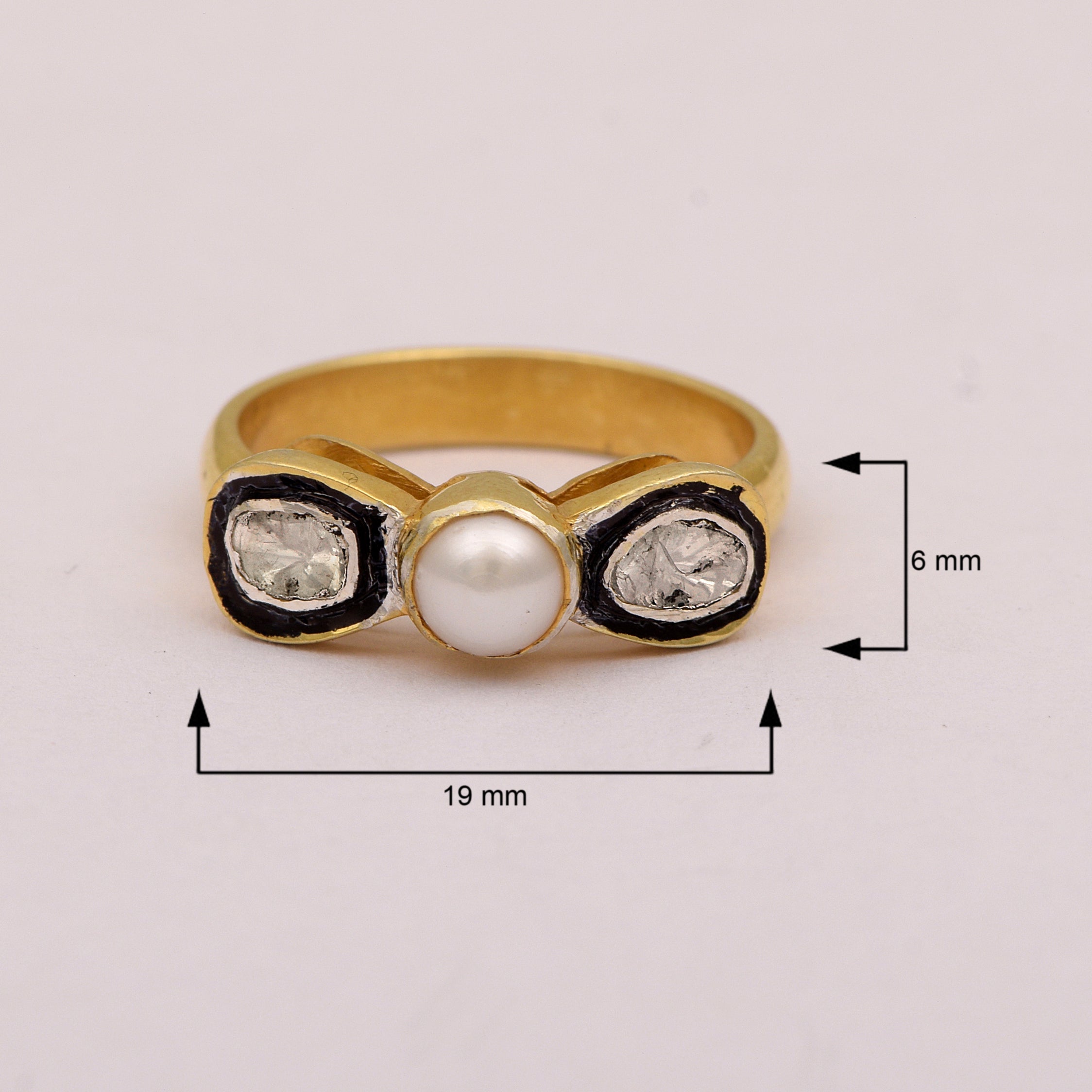 0.50 CTW Diamond Polki Pearl Ring