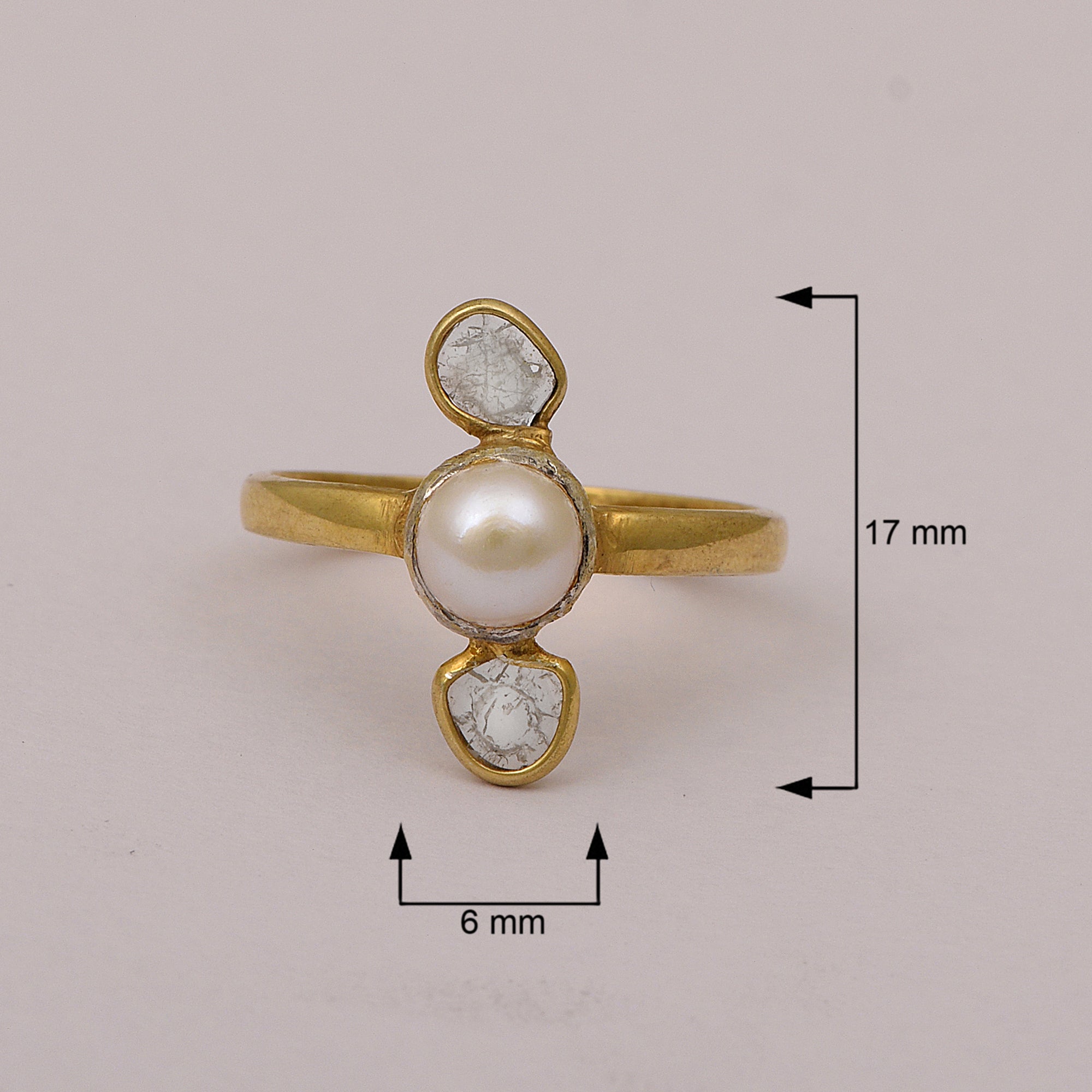 0.50 CTW Diamond Polki Pearl Ring