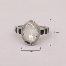 Load image into Gallery viewer, 0.70 CTW Diamond Polki Green Enamel Ring
