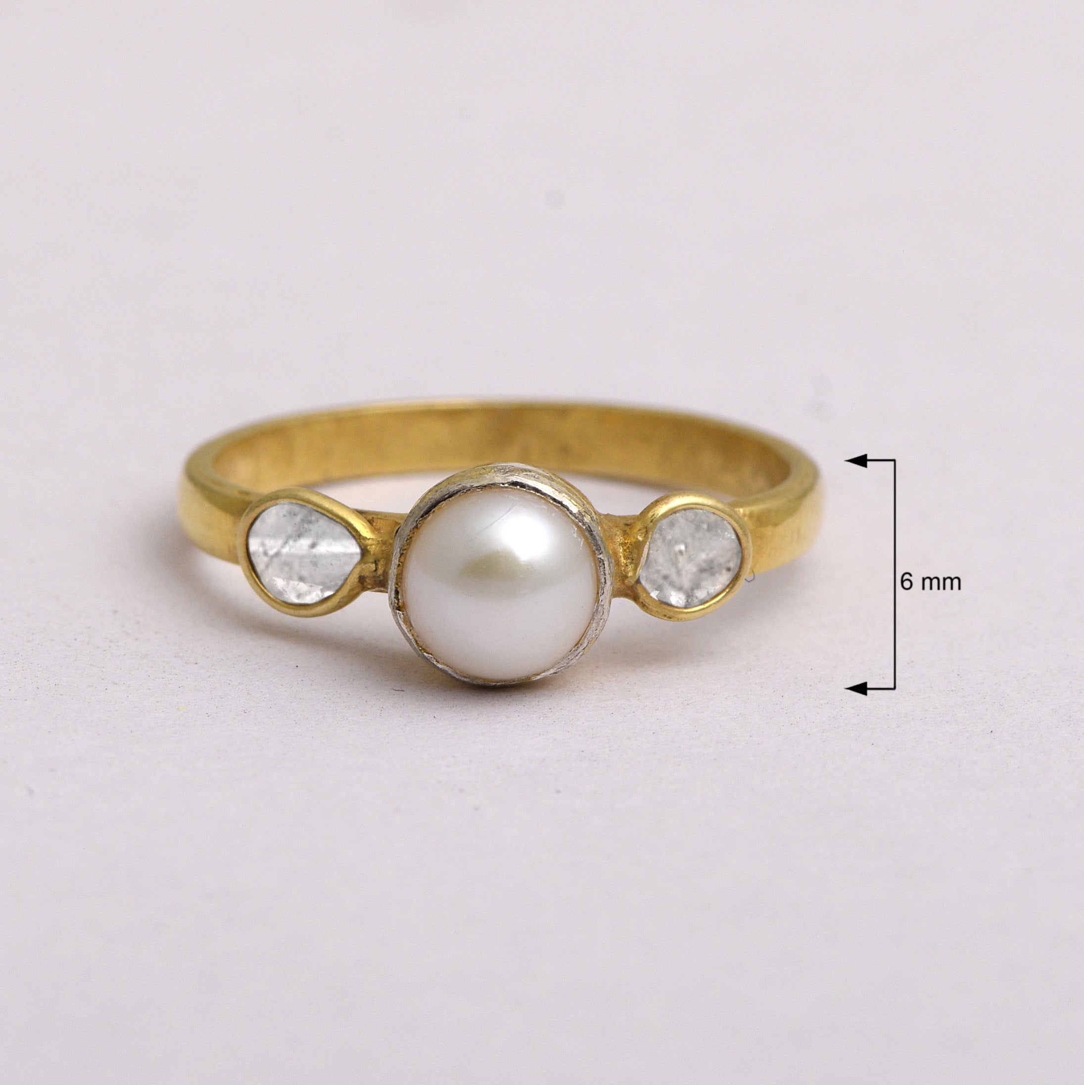 0.30 CTW Diamond Polki Pearl Ring
