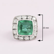 Load image into Gallery viewer, 14 MM Cushion Cut Green Quartz Sterling Silver Solitaire Ring
