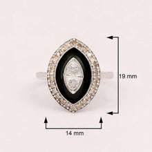 Load image into Gallery viewer, 0.35 CTW Diamond Polki 925 Sterling Silver Black Enamel Cocktail Ring
