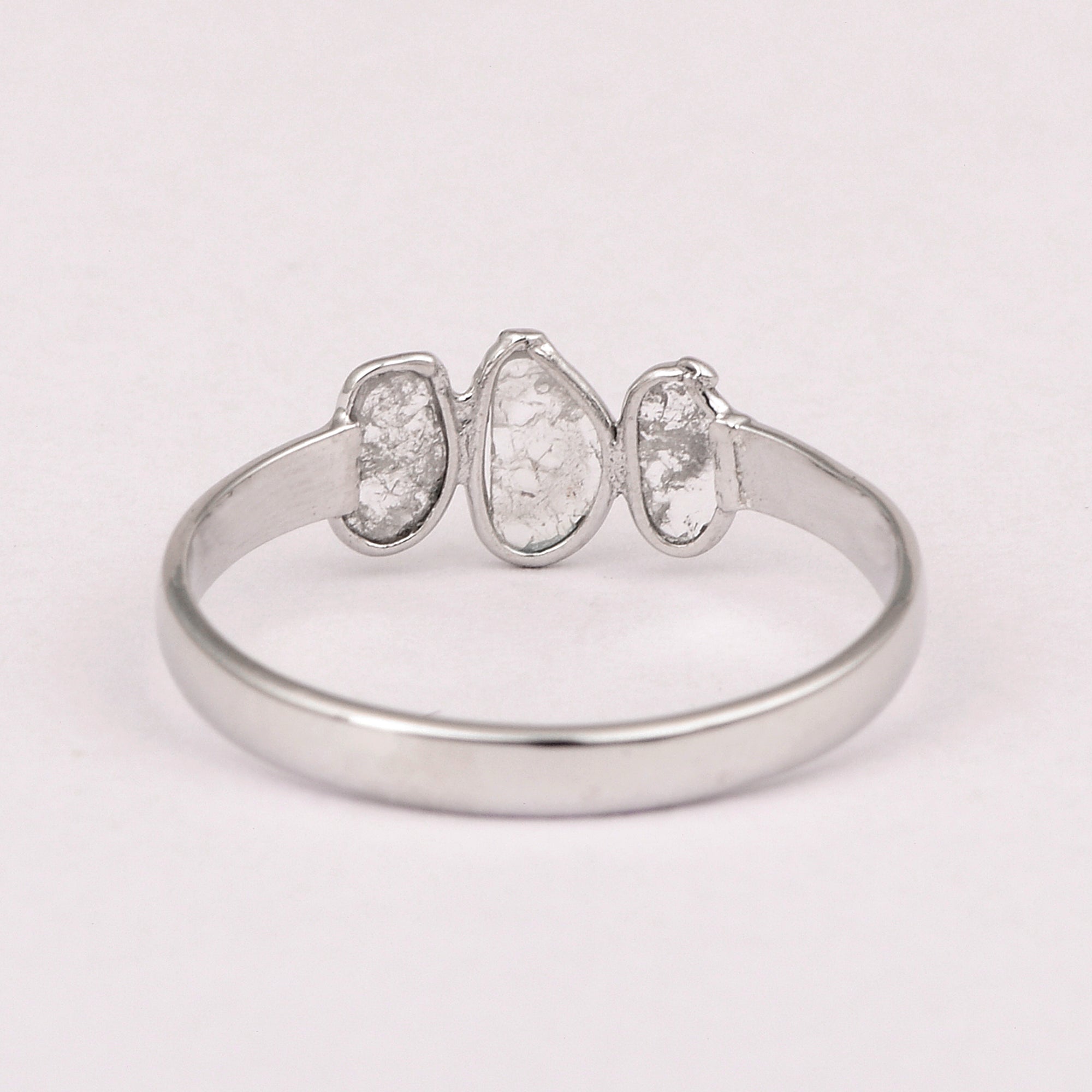 0.35 CTW Natural Diamond Polki Three Stone Minimal Ring