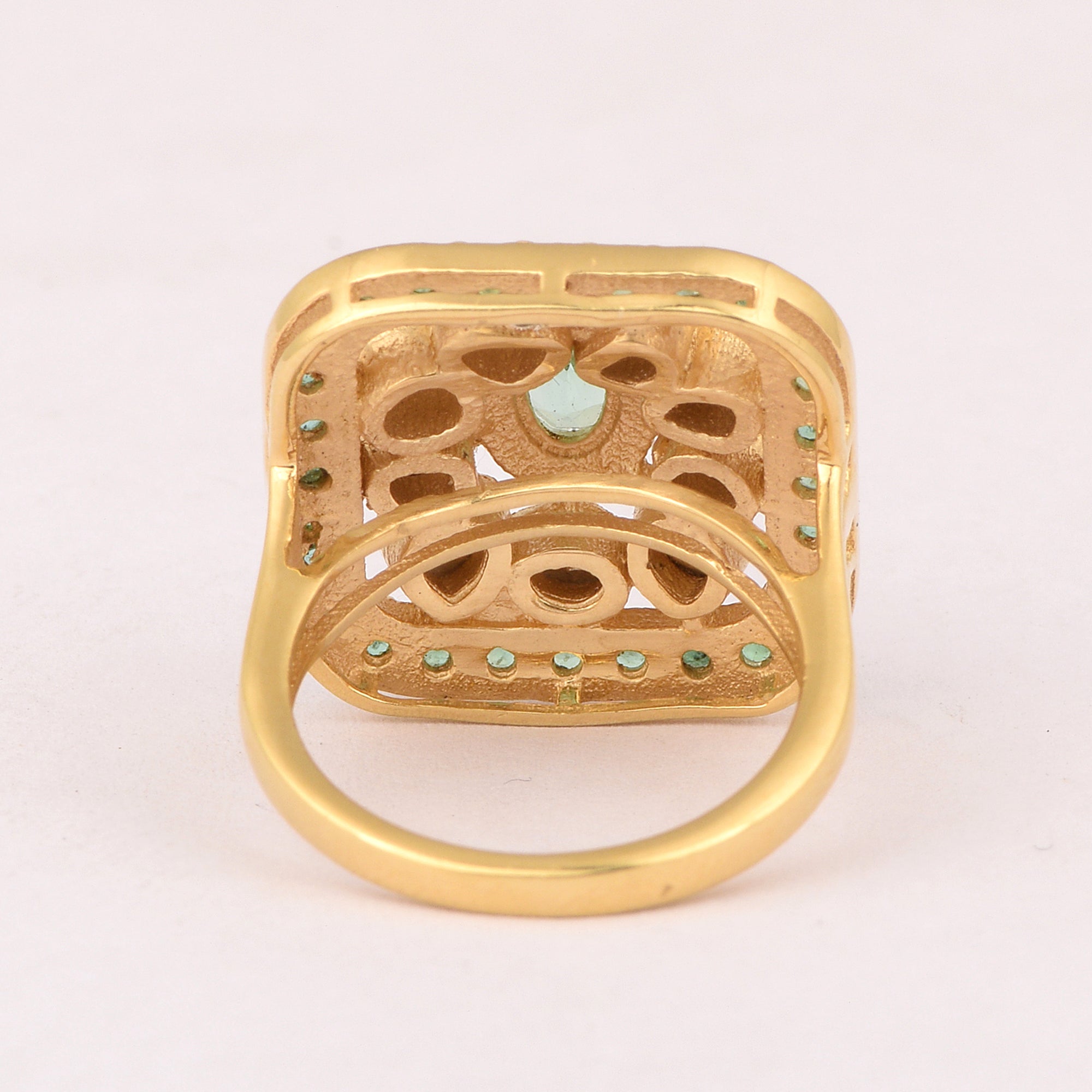 0.50 CTW Natural Diamond Polki Emerald Cocktail Ring