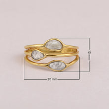 Load image into Gallery viewer, 0.50 CTW Natural Diamond Polki Three Stone Multi Band Ring
