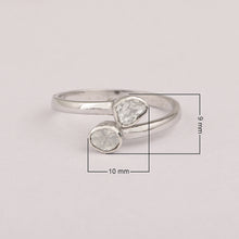 Load image into Gallery viewer, 0.35 CTW Natural Slice Polki Diamond Bypass Women Ring 925 Sterling Silver

