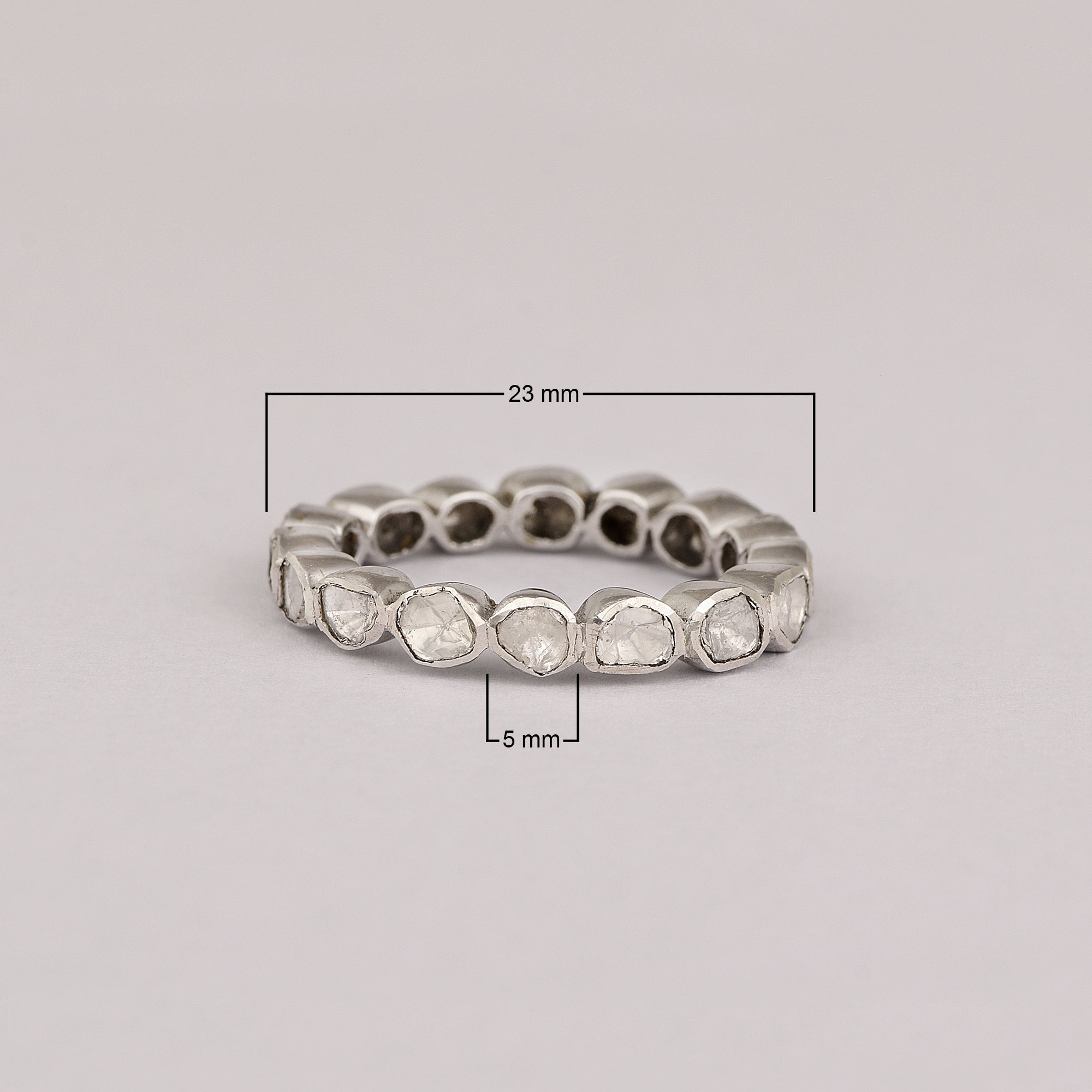 1.00 CTW Slice Polki Diamond Sterling Silver Band Ring