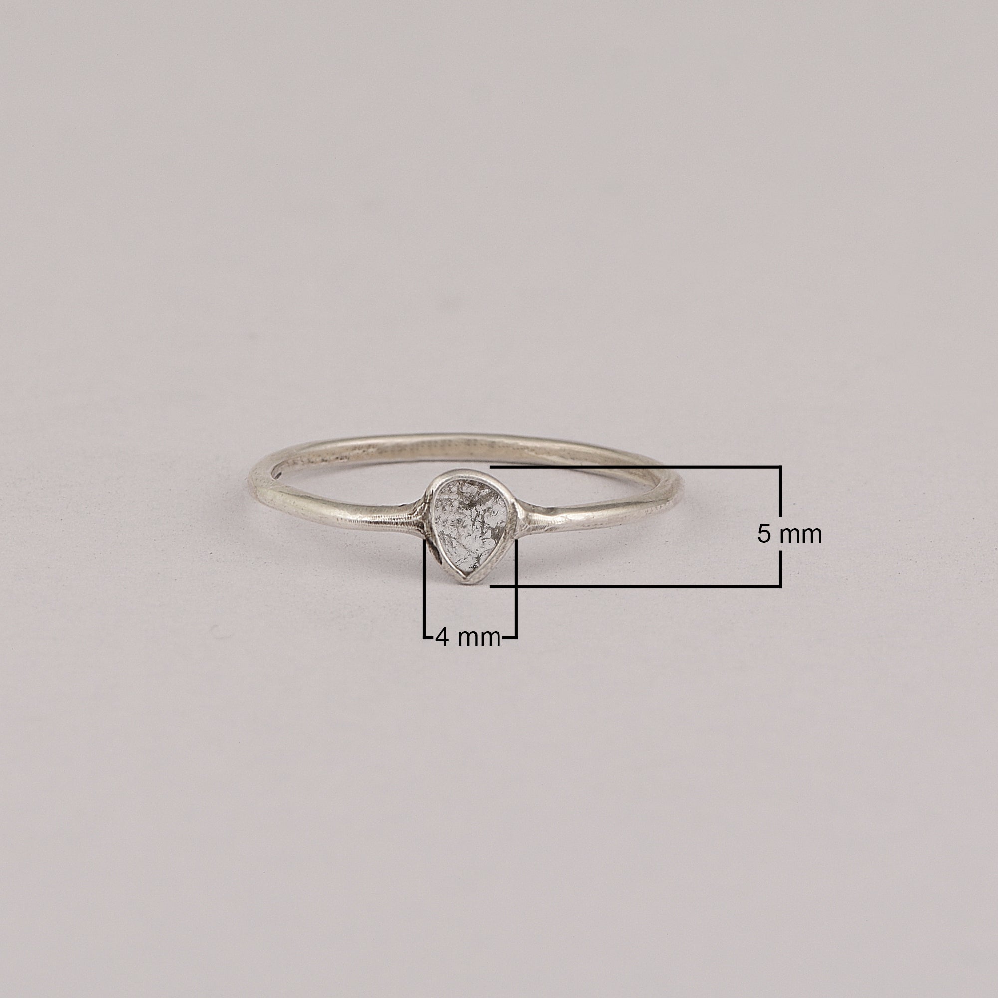 Tiny 0.10 CTW Natural Slice Polki Diamond Handmade Ring 925 Sterling Silver White Gold Plated