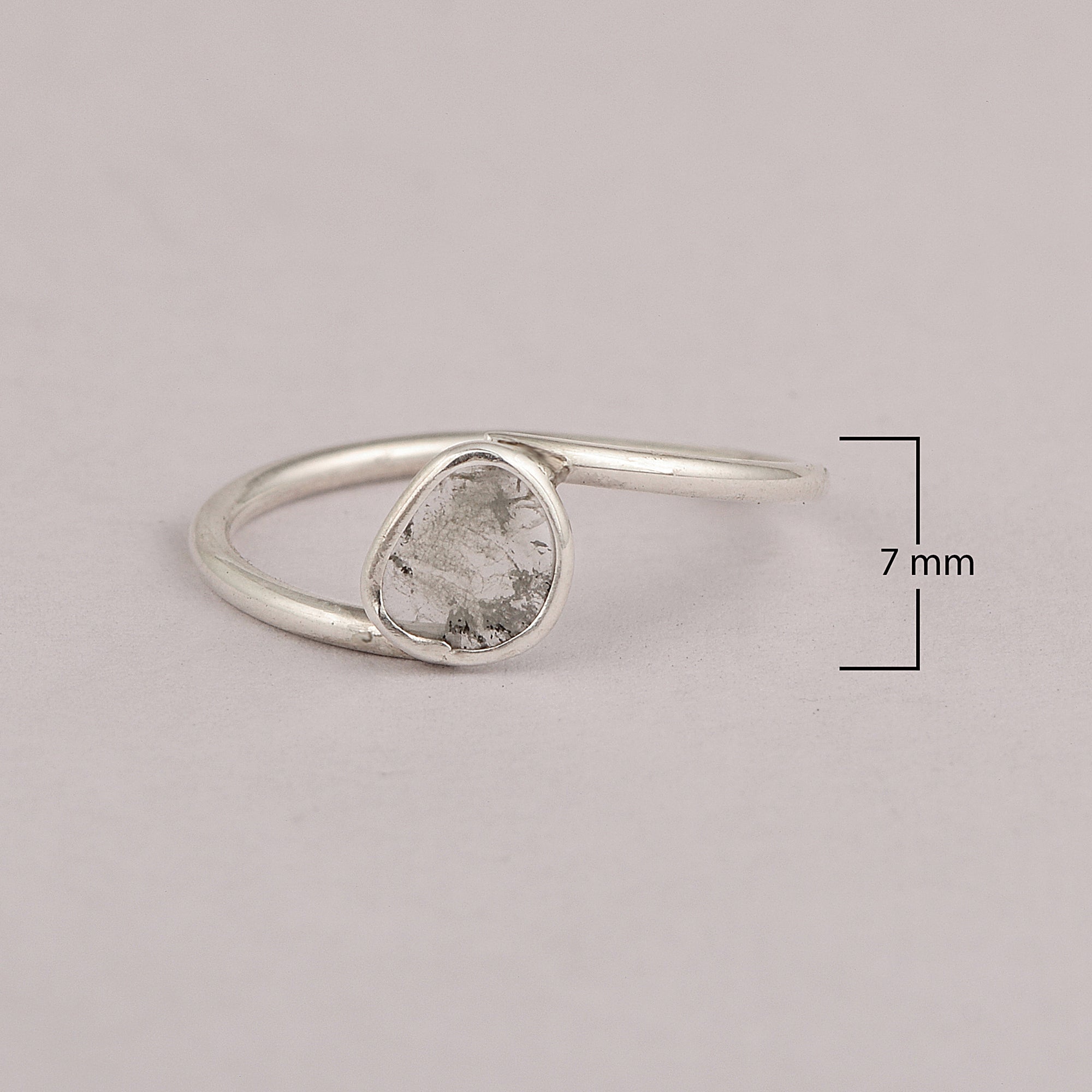 0.25 CTW Natural Slice Diamond Polki Tiny Ring 925 Sterling Silver