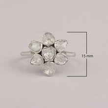 Load image into Gallery viewer, 0.50 CTW Polki Diamond Floral 925 Sterling Silver Ring
