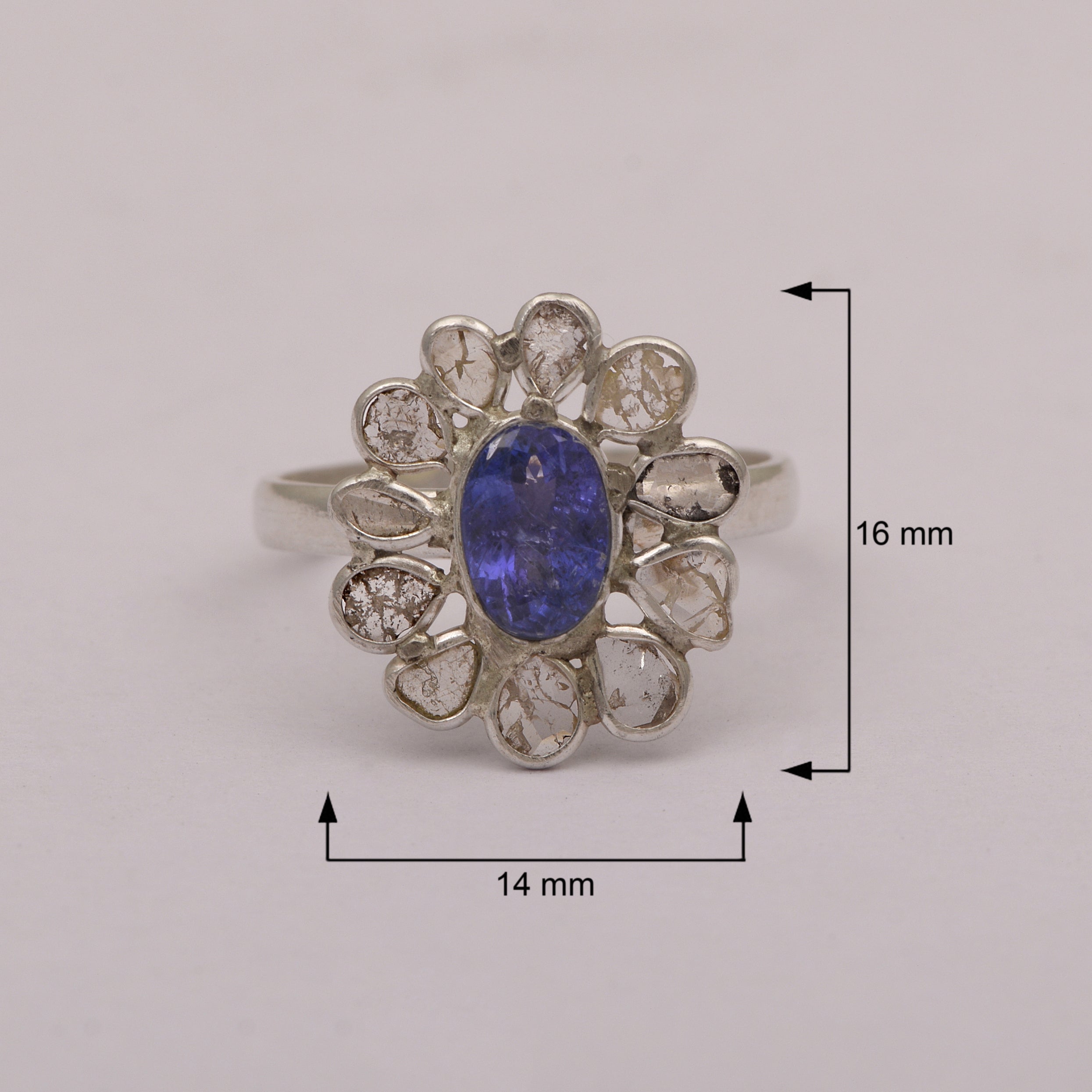 2 CTW Diamond Polki Tanzanite Ring