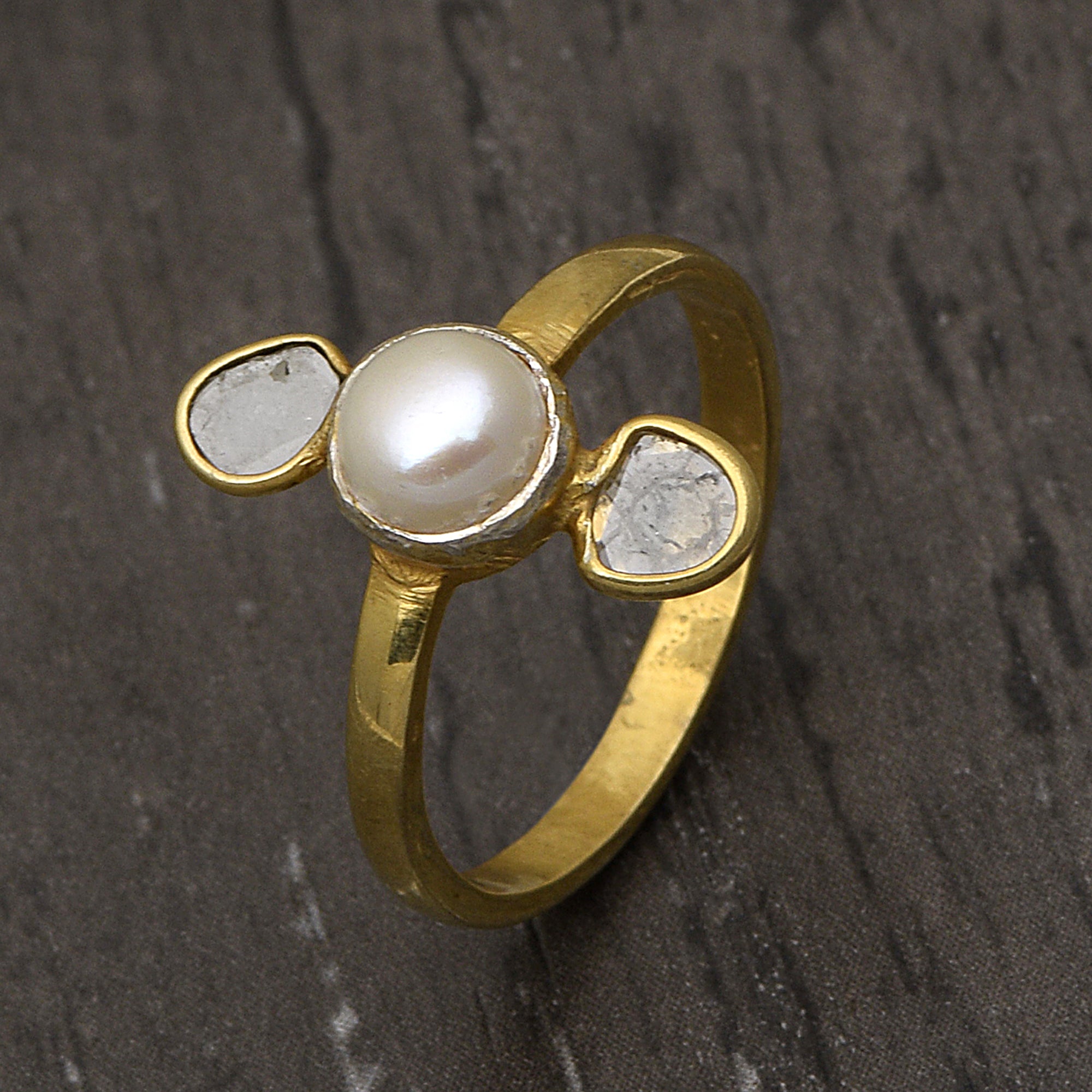 0.50 CTW Diamond Polki Pearl Ring