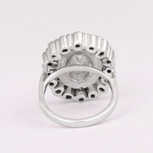 Load image into Gallery viewer, 1.00 CTW Diamond Polki 925 Sterling Silver Green Enamel Engraved Cocktail Ring
